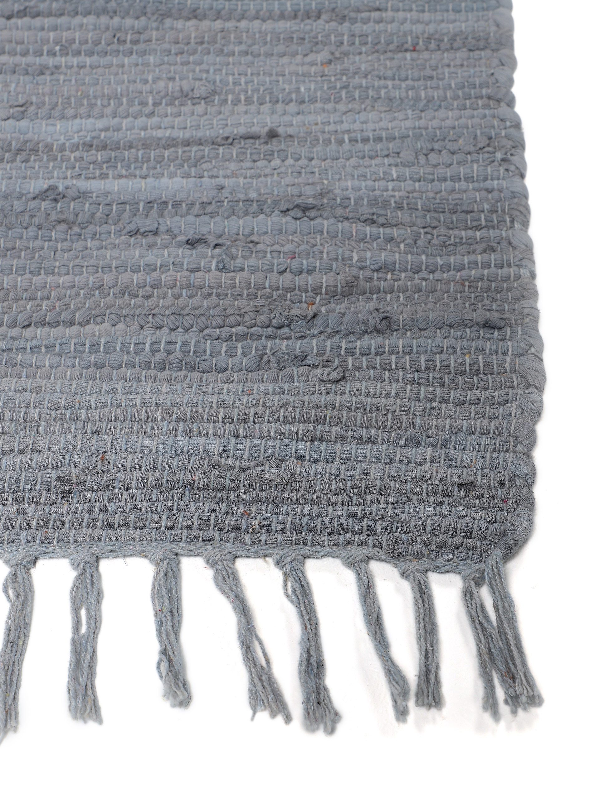 carpetfine Vloerkleed Kelim Chindi uni Tweezijdig te gebruiken kleed, puur katoen, met de hand geweven, unikleuren, met franje