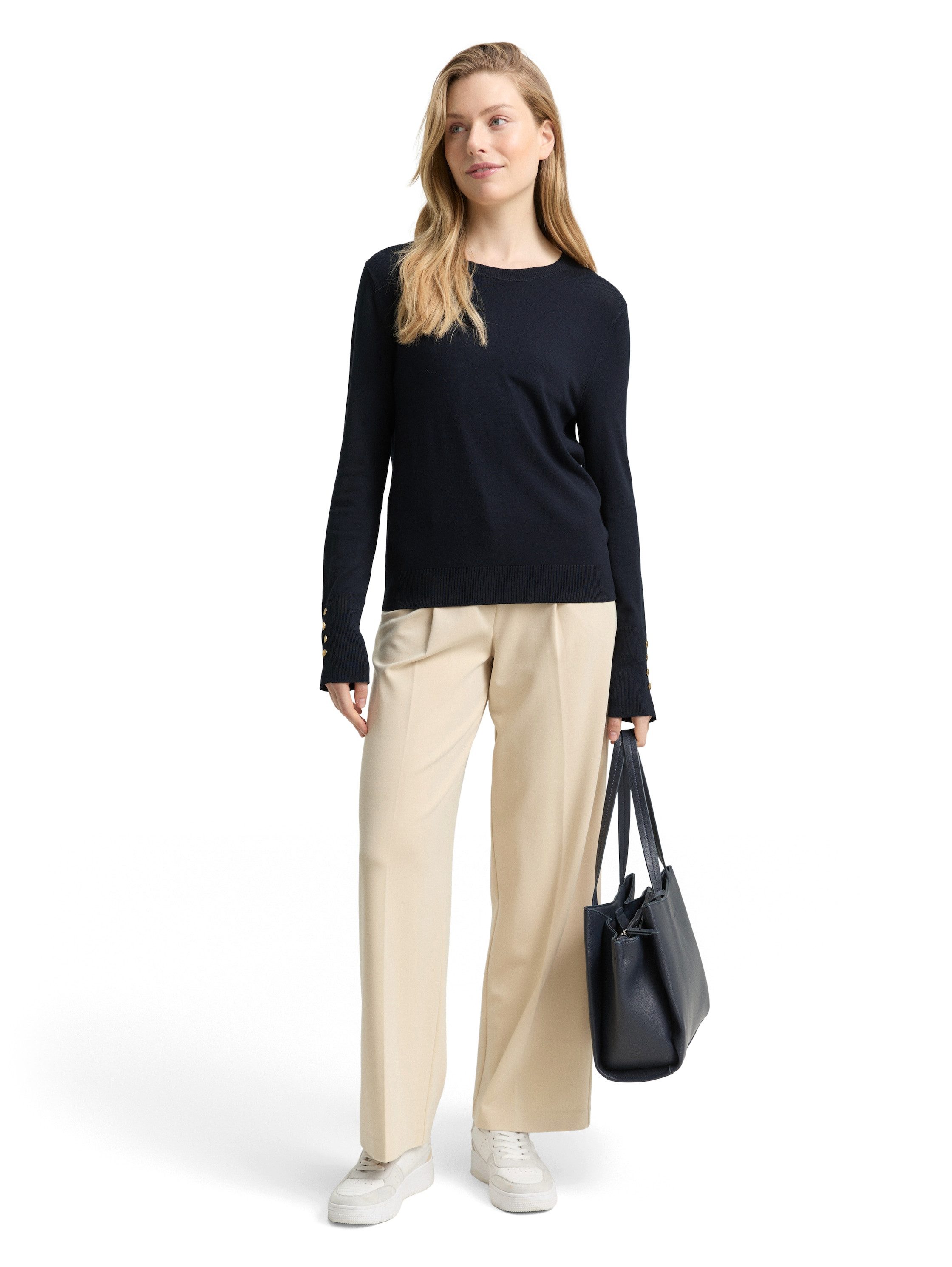 Tom Tailor Trui met ronde hals met knoop-details