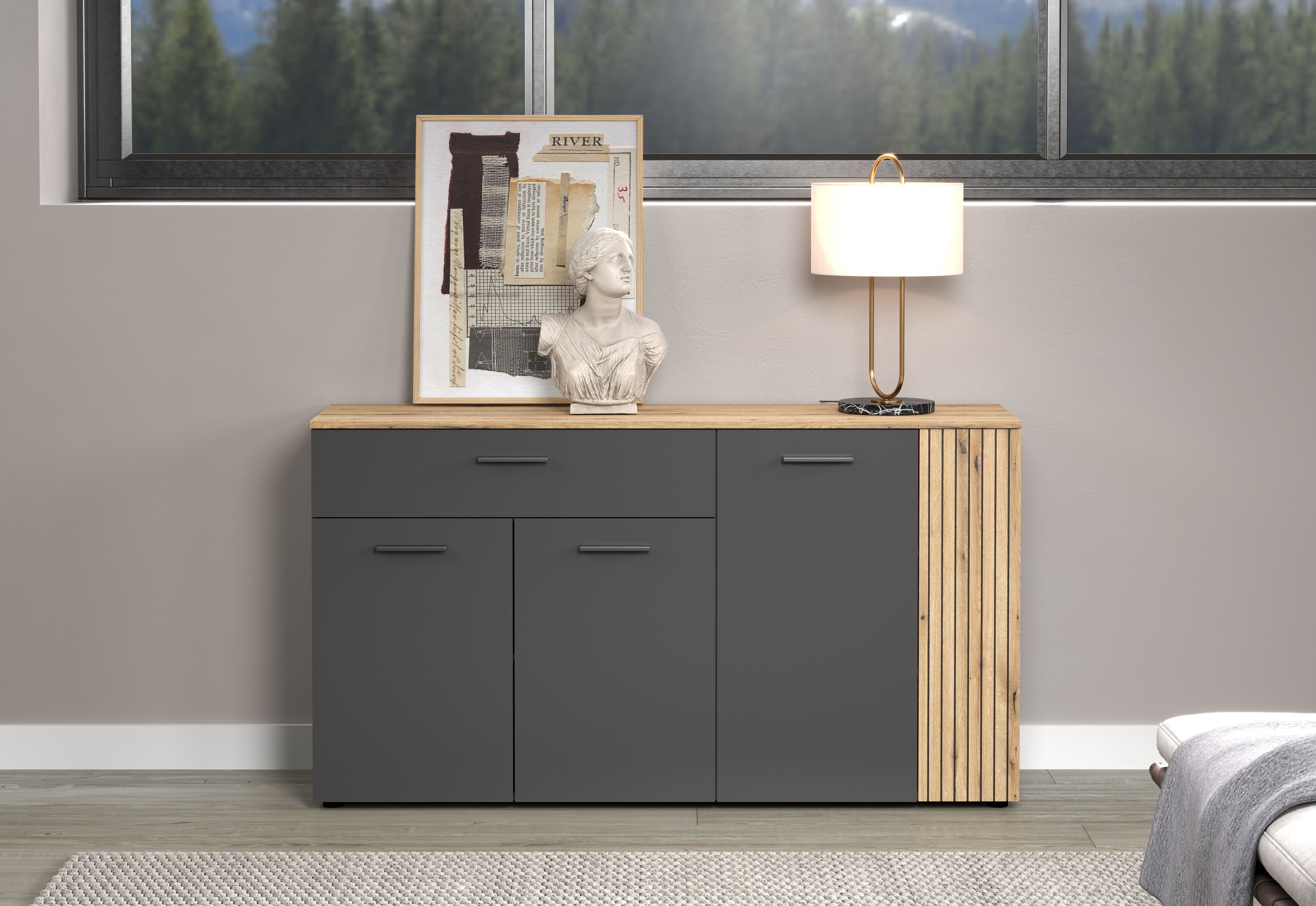 INOSIGN Dressoir Estepona Commode, Akoestisch paneel-look, Breedte 150 cm (1 stuk)