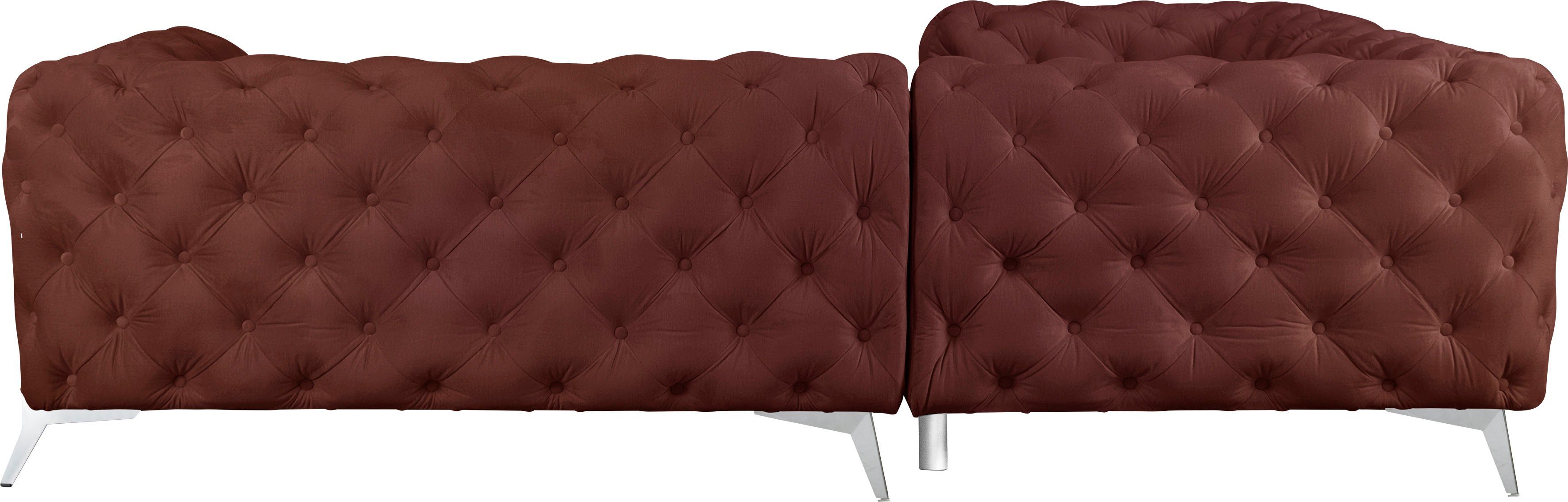 Leonique Chesterfield-bank Amaury L-vorm moderne chersterfield-look, breedte 262 cm, kleur van de poten ter keuze