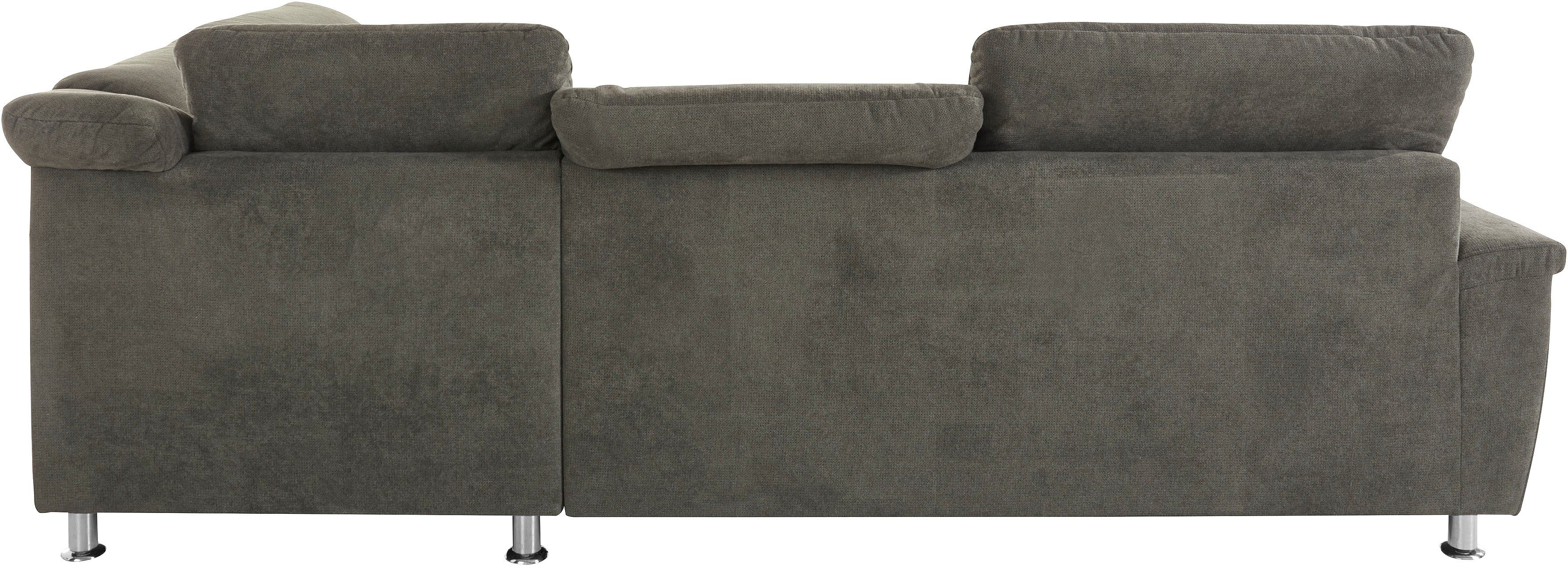 DOMO collection Hoekbank Franzi L-vorm naar keuze met verstelbare hoofdsteun (dan breedte: 275 cm)