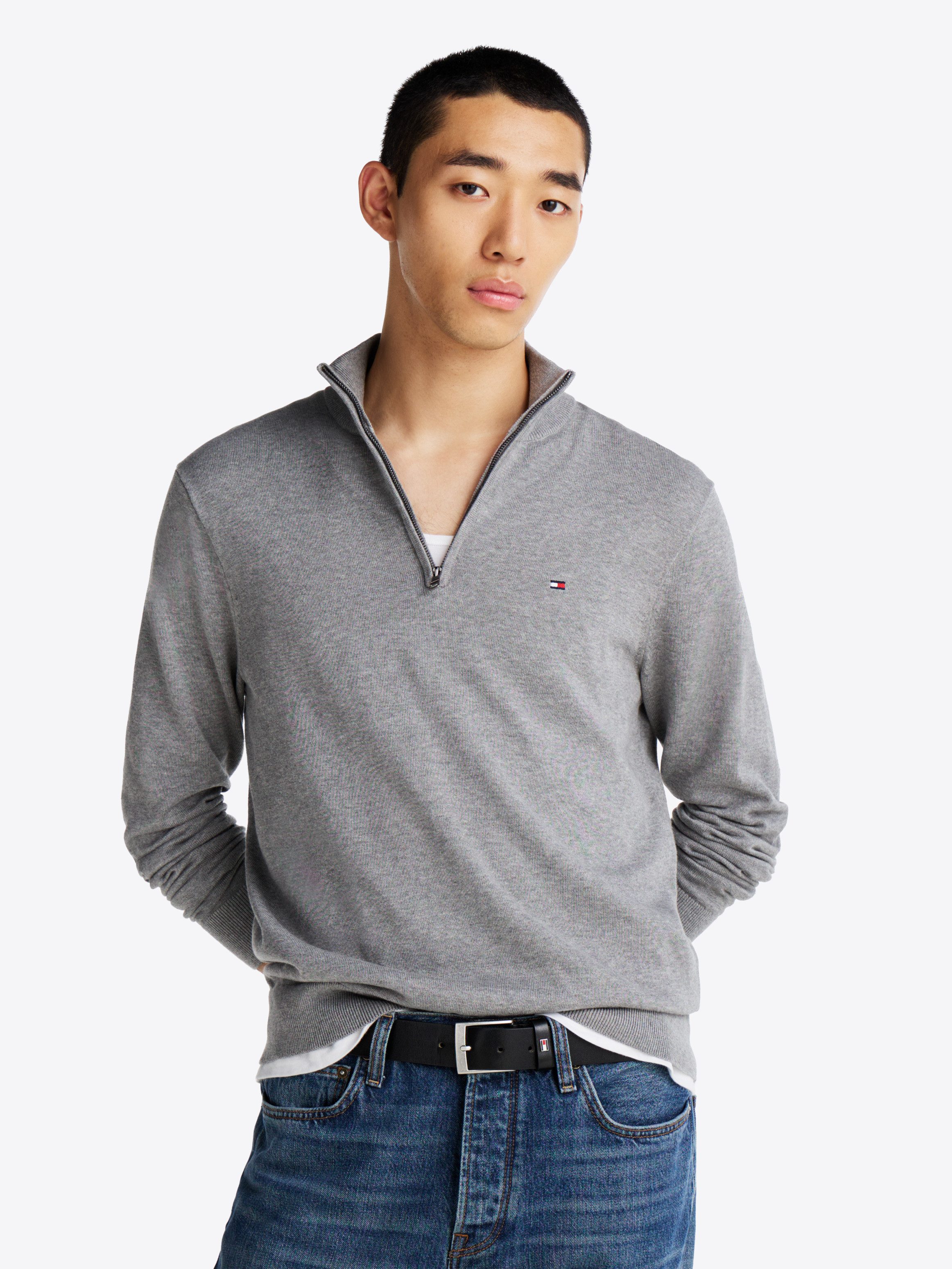 Tommy Hilfiger Schipperstrui ESSENTIAL COTTON ZIP MOCK