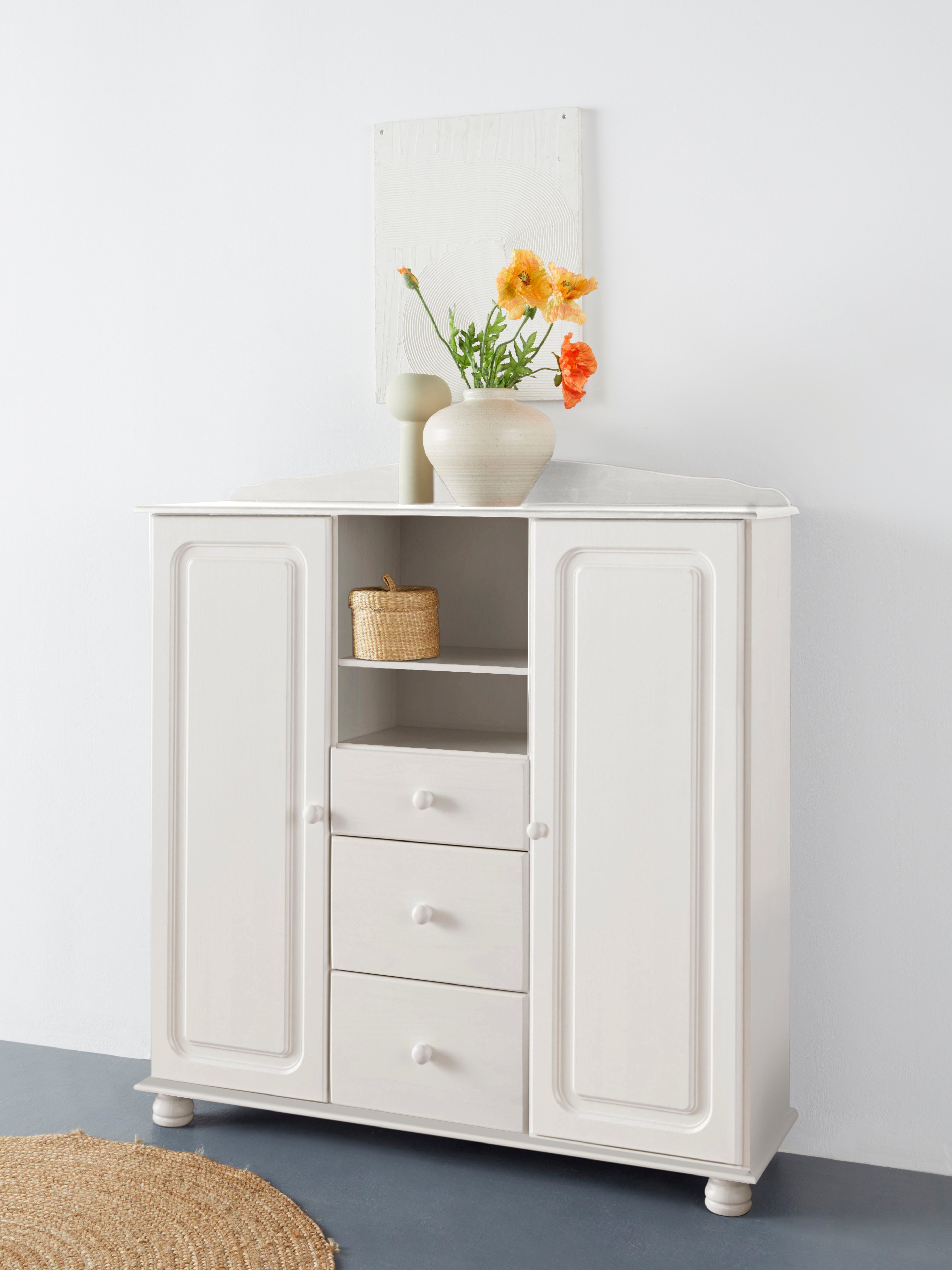 Home affaire Highboard Mette Opbergkast met 3 lades en verstelbare planken highboards wit