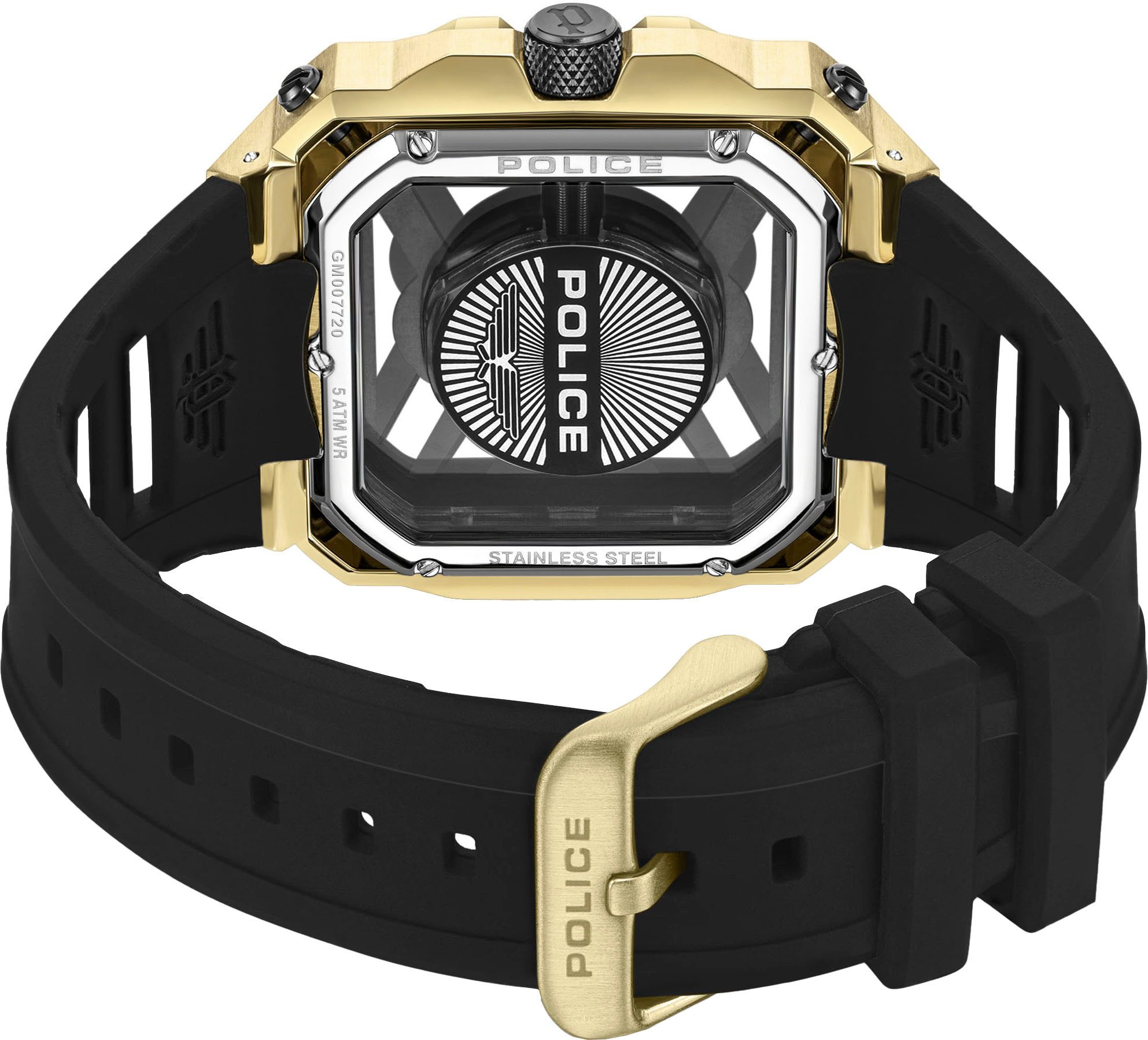 Police Multifunctioneel horloge DISRUPTOR I Quartzhorloge, polshorloge, herenhorloge, siliconen armband, analoog