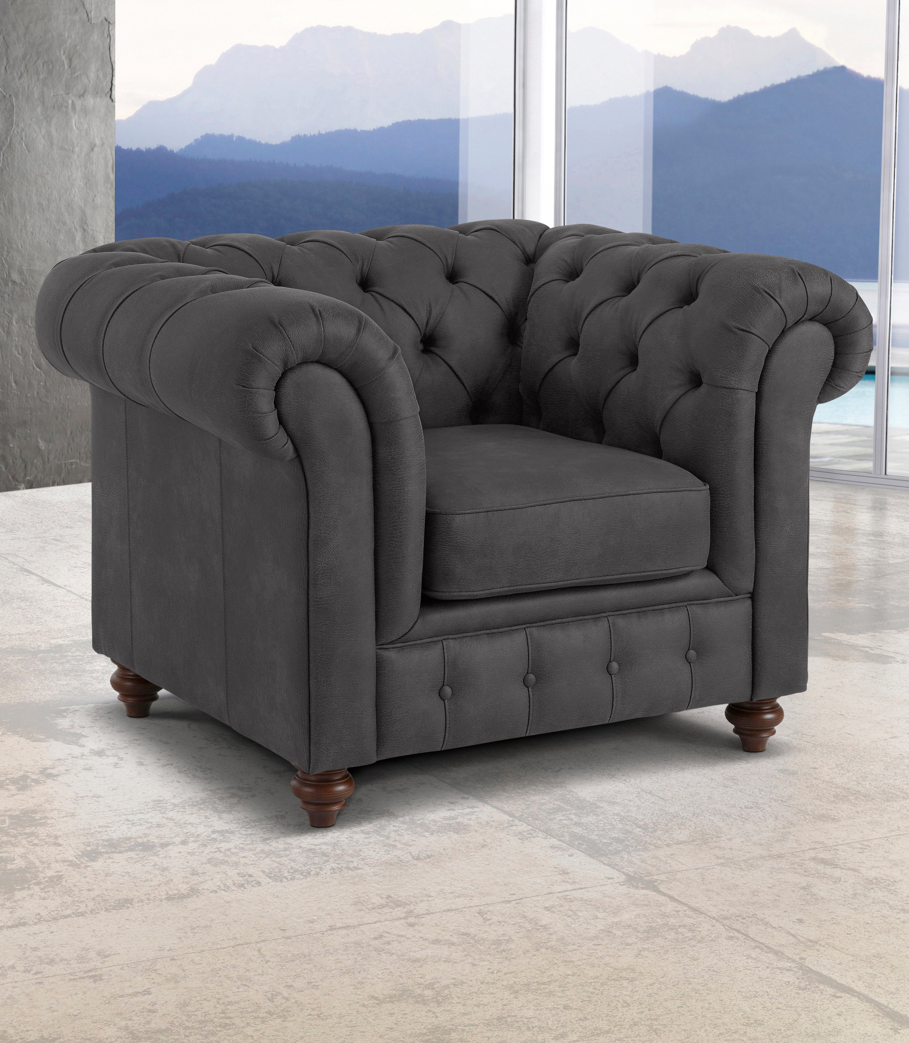 Premium collection by Home affaire Fauteuil CHESTERFIELD met knoopsluiting, ook in leer