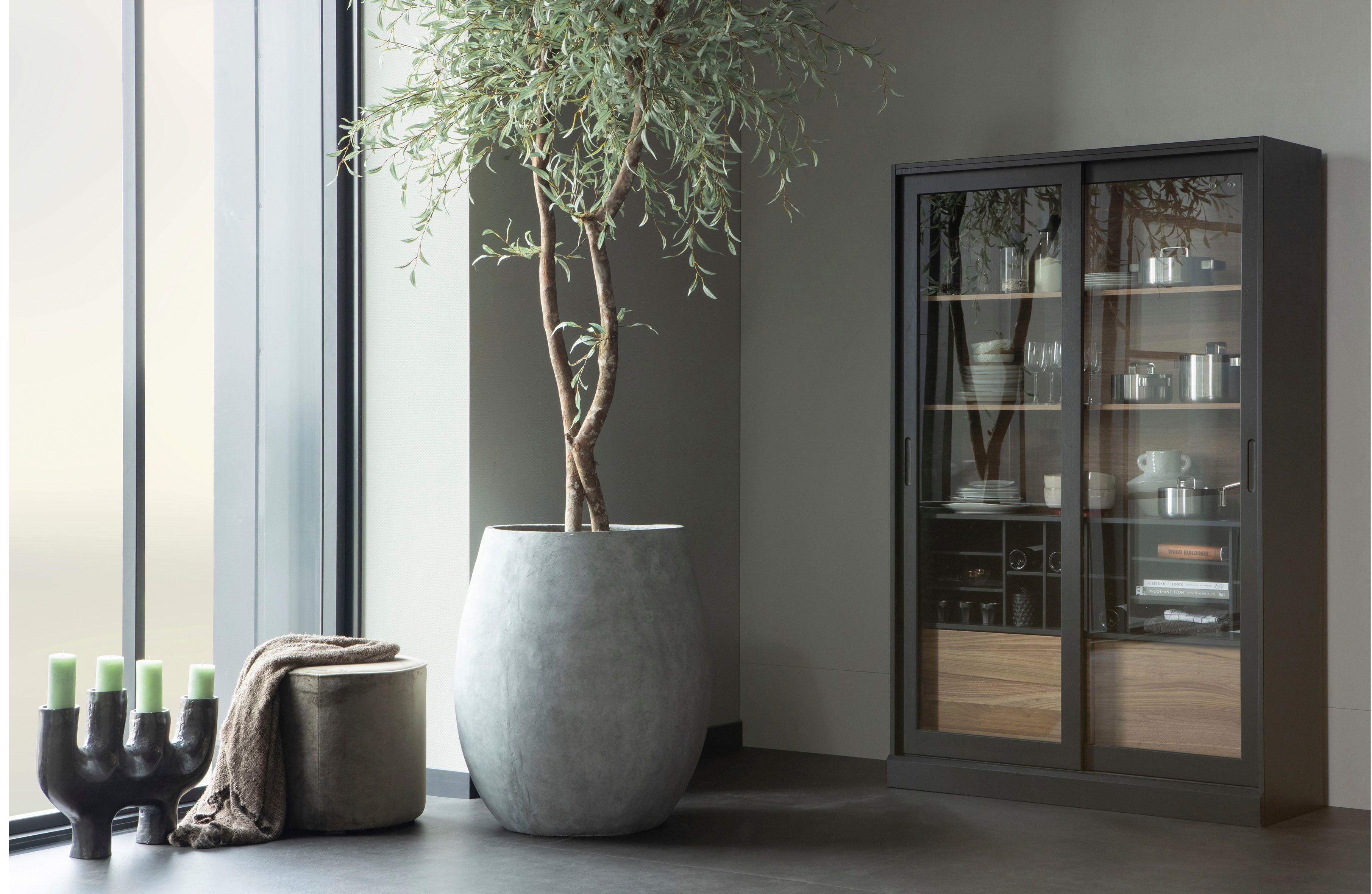 WOOOD Vitrinekast James met glas, veel opbergruimte, h 200 cm x b 125 cm