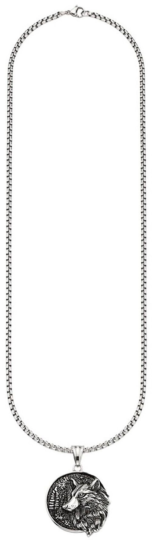 Bruno Banani Ketting met hanger Sieraad cadeau halsketting met ronde hanger in wolfskop-look