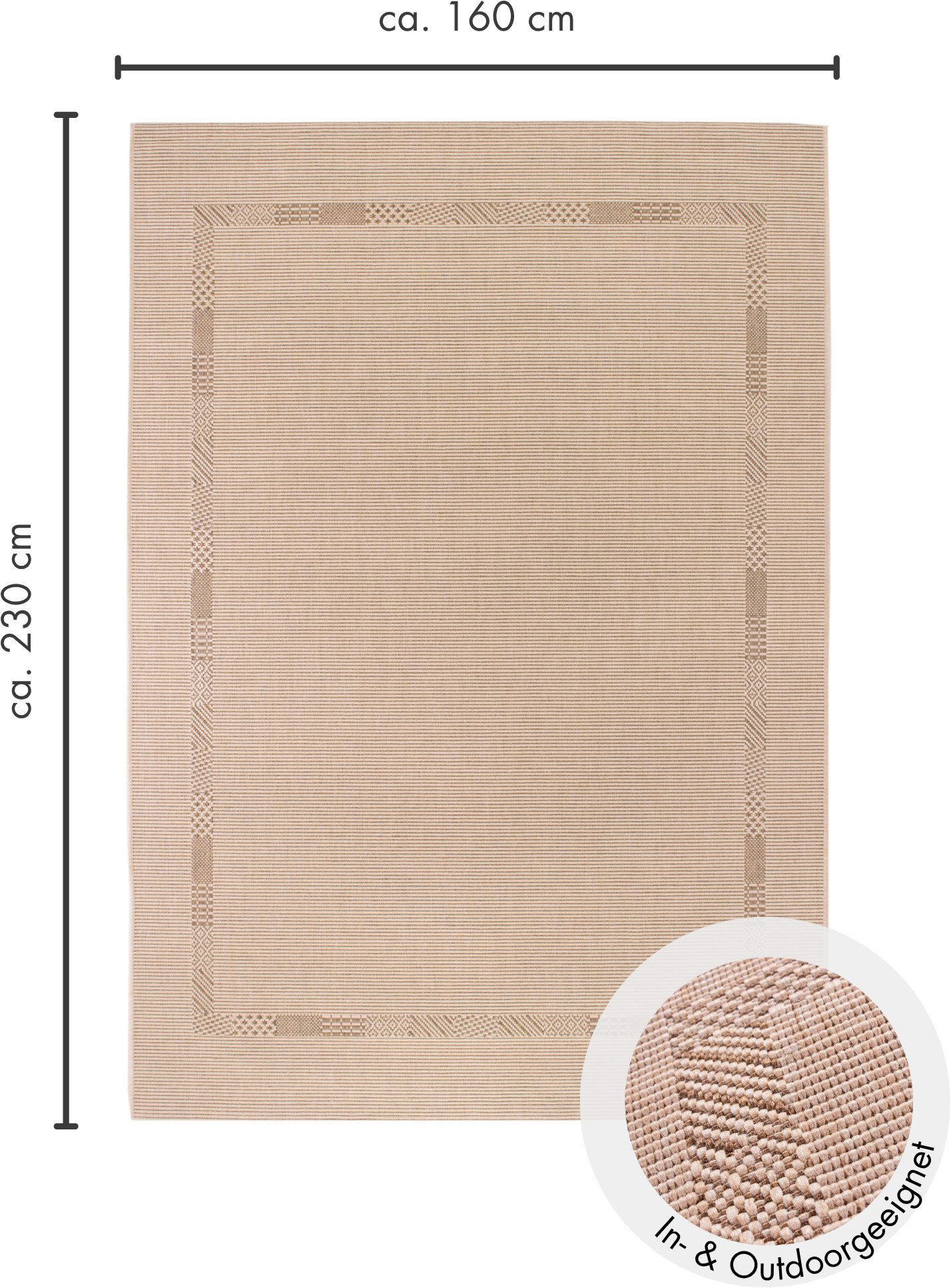 Andiamo Vloerkleed Montana Platweefsel, mêlee, met randdessin, geschikt voor binnen en buiten