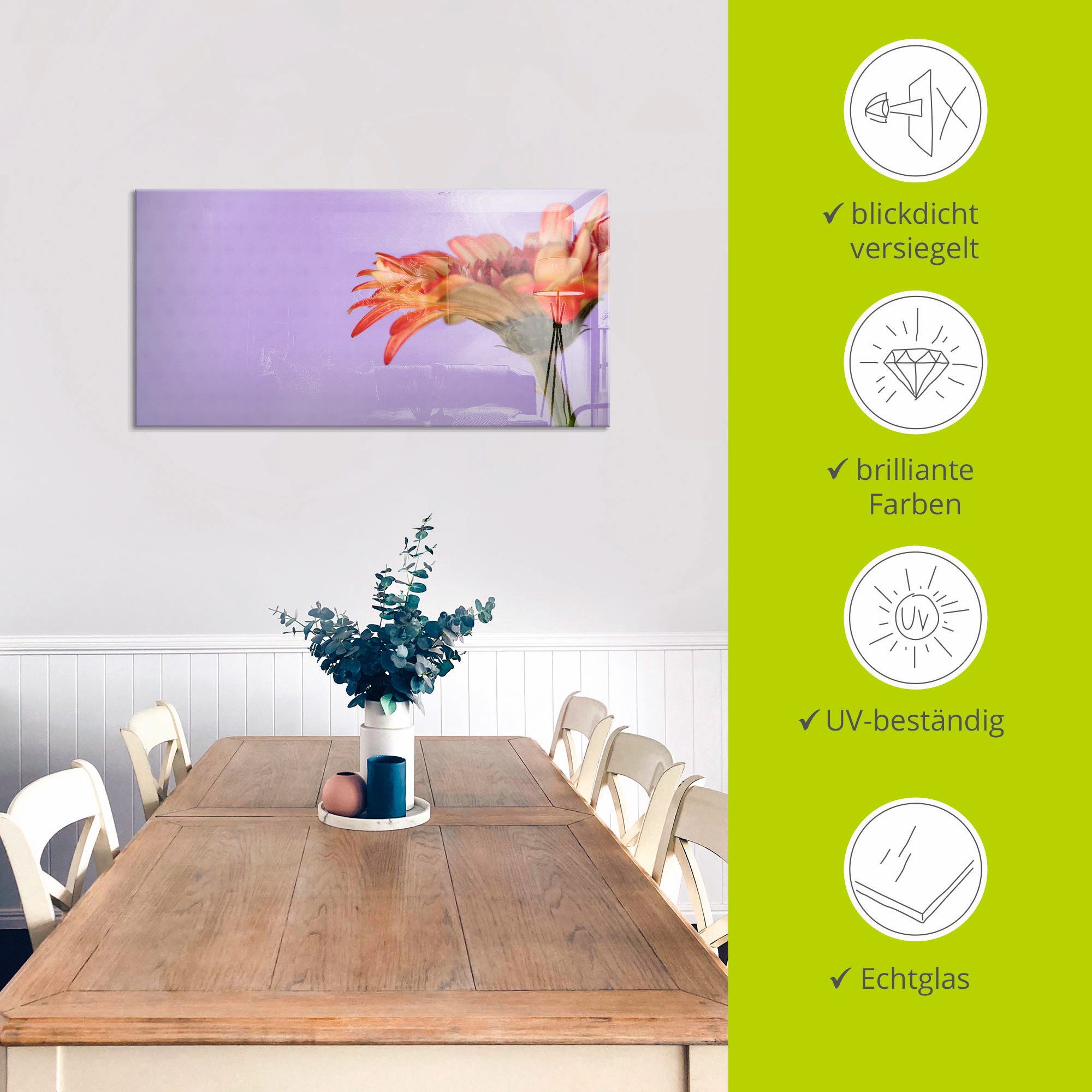Artland Print op glas Bloem in verschillende maten