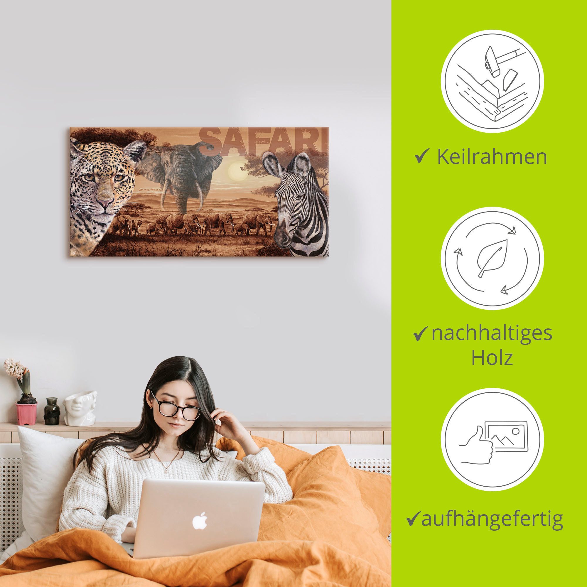 Artland Artprint Safari als artprint van aluminium, artprint op linnen, muursticker, verschillende maten