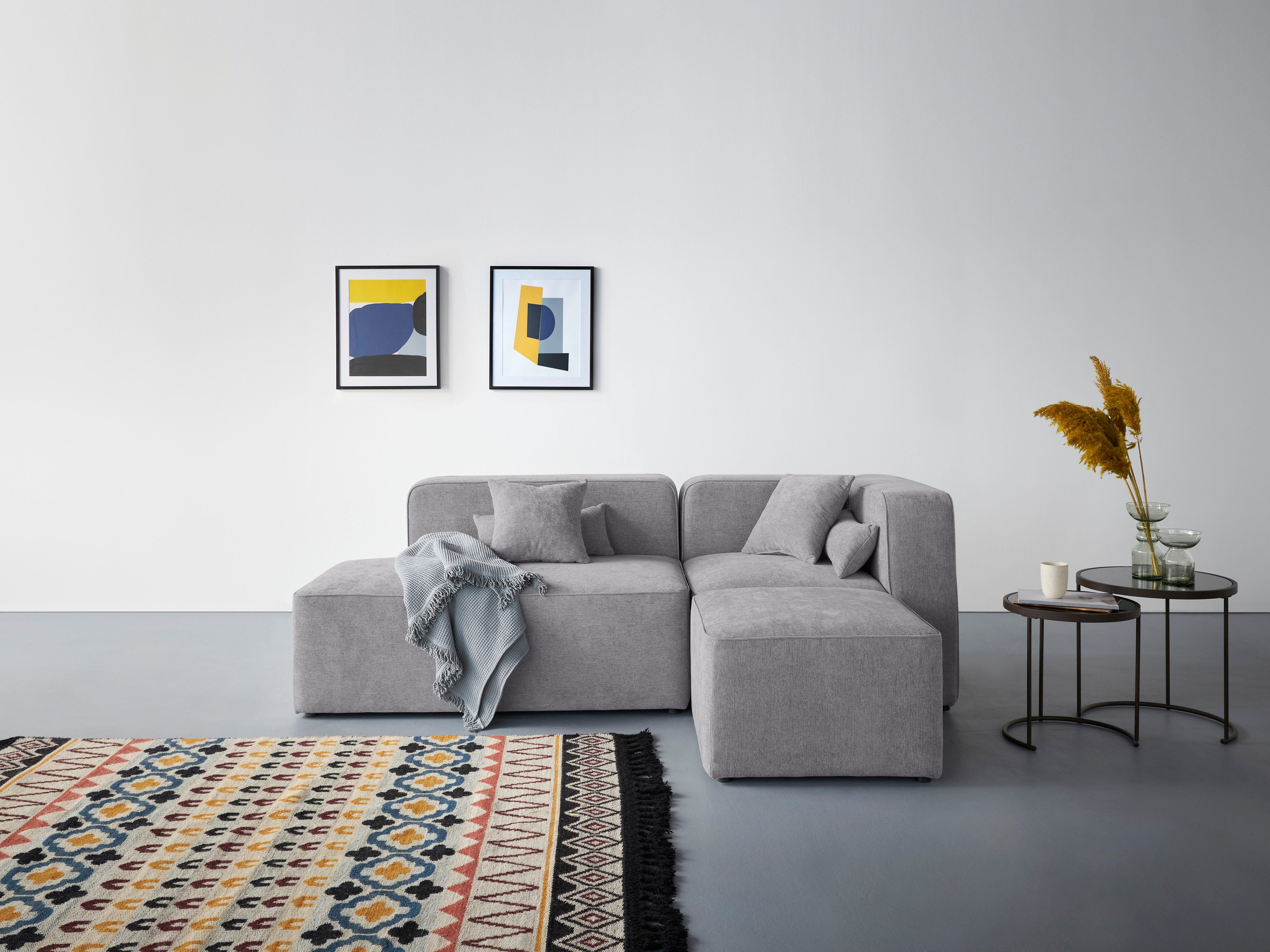 andas Hoekbank Sundstrup L-vorm Moduleserie, individuele samenstelling grijs, hoekbanken, Recamiere rechts