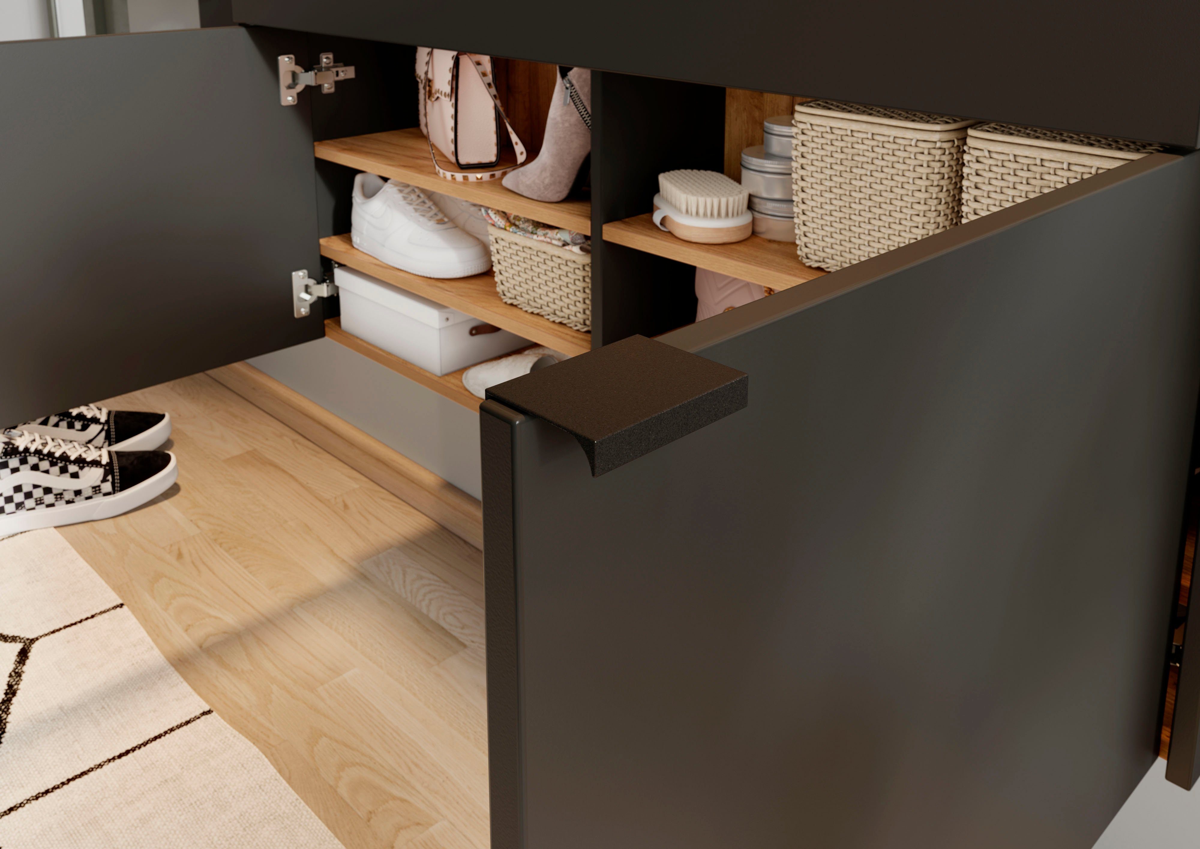 GERMANIA Halmeubelset Ameca Multifunctionele kast en spiegel, geringe diepte, ideaal voor smalle gangen (set, 2-delig)
