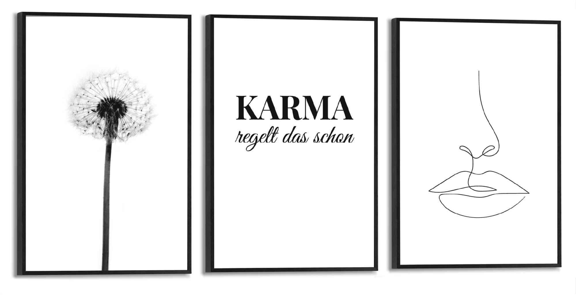 Reinders! Artprint Set artprints Modern Art pluizenbol - lijnentekening - cool (3-delig)