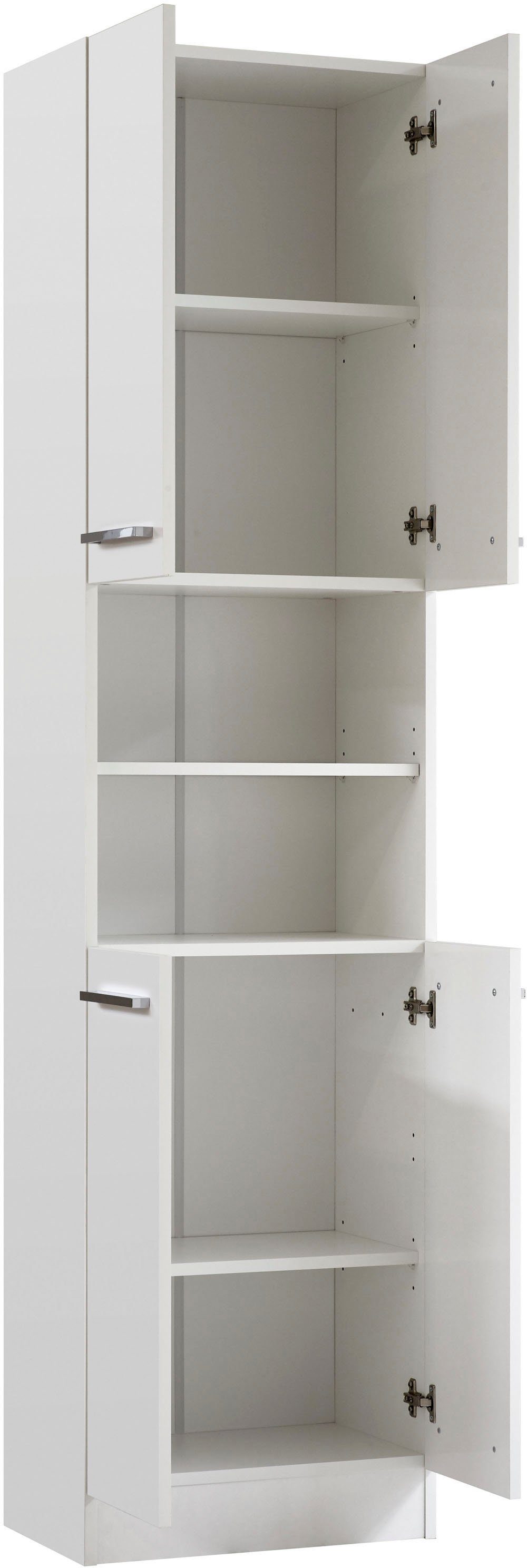 Saphir Hoge kast Quickset 335 Badkamermeubel 50 cm breed, 4 deuren, 1 nis, 3 legplanken