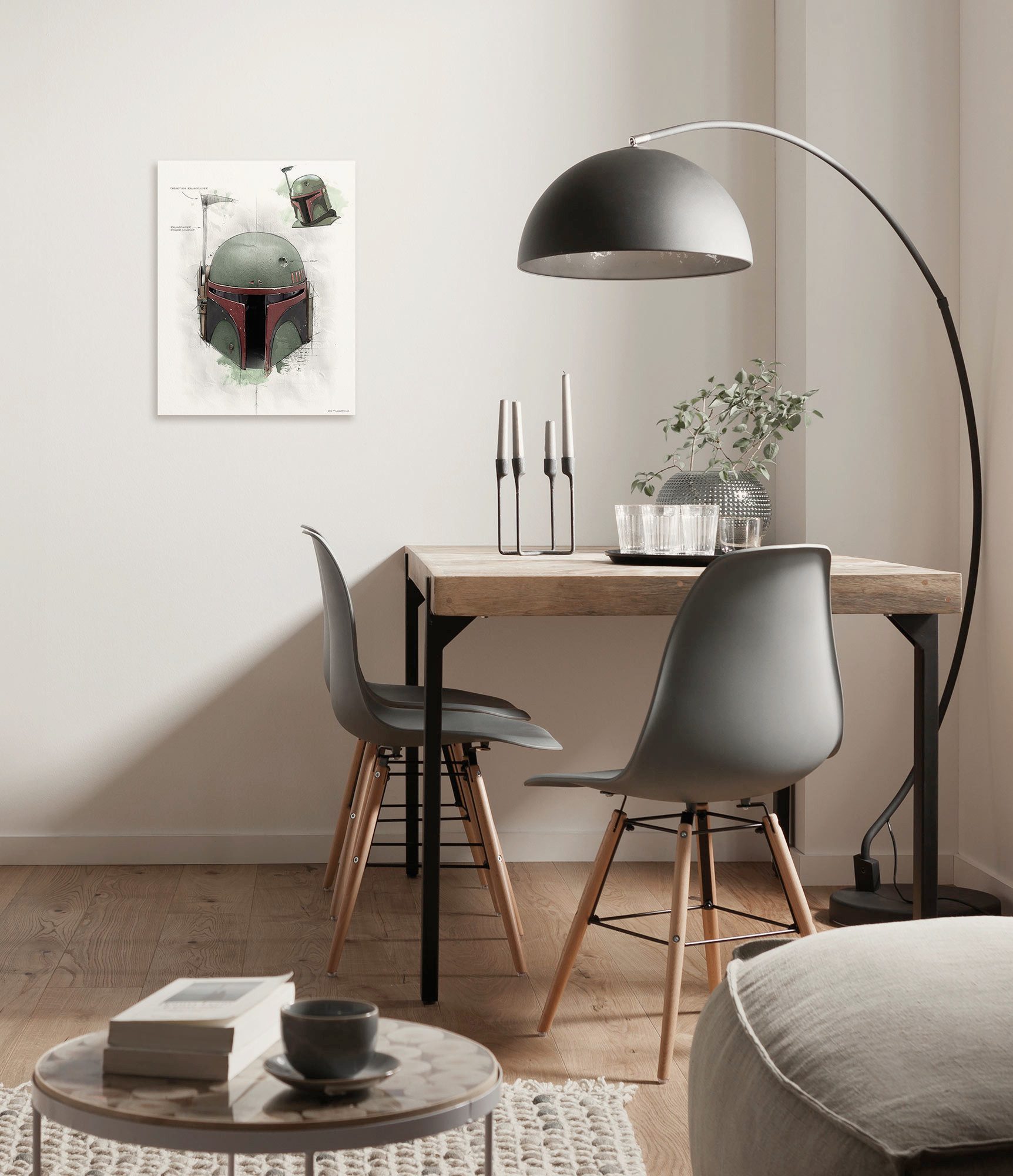 Komar Artprint op linnen Star Wars Boba Fett Helmet Sketch 300 x 280 cm (breedte x hoogte) - behang, vlies, woonkamer, slaapkamer (1 stuk) foto