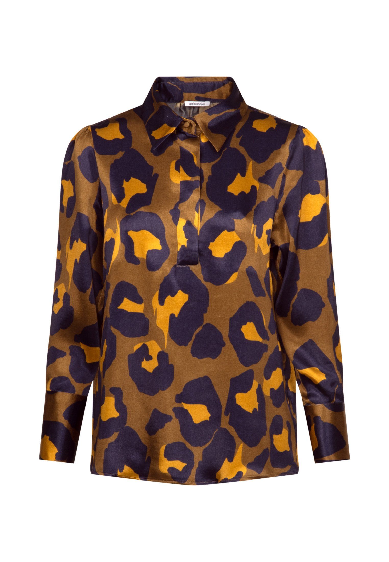 seidensticker Overhemdblouse Zwarte roos Lange mouwen kraag print