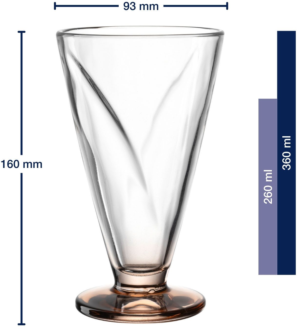 LEONARDO Ijsschaaltje CONO, ijscoupe van glas, 360 ml, gekleurd, 6-stuks set (set, 6-delig)