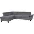 exxpo - sofa fashion hoekbank met verstelbare hoofdsteun en verstelbare armleuningen, naar keuze met slaapfunctie en bedkist grijs
