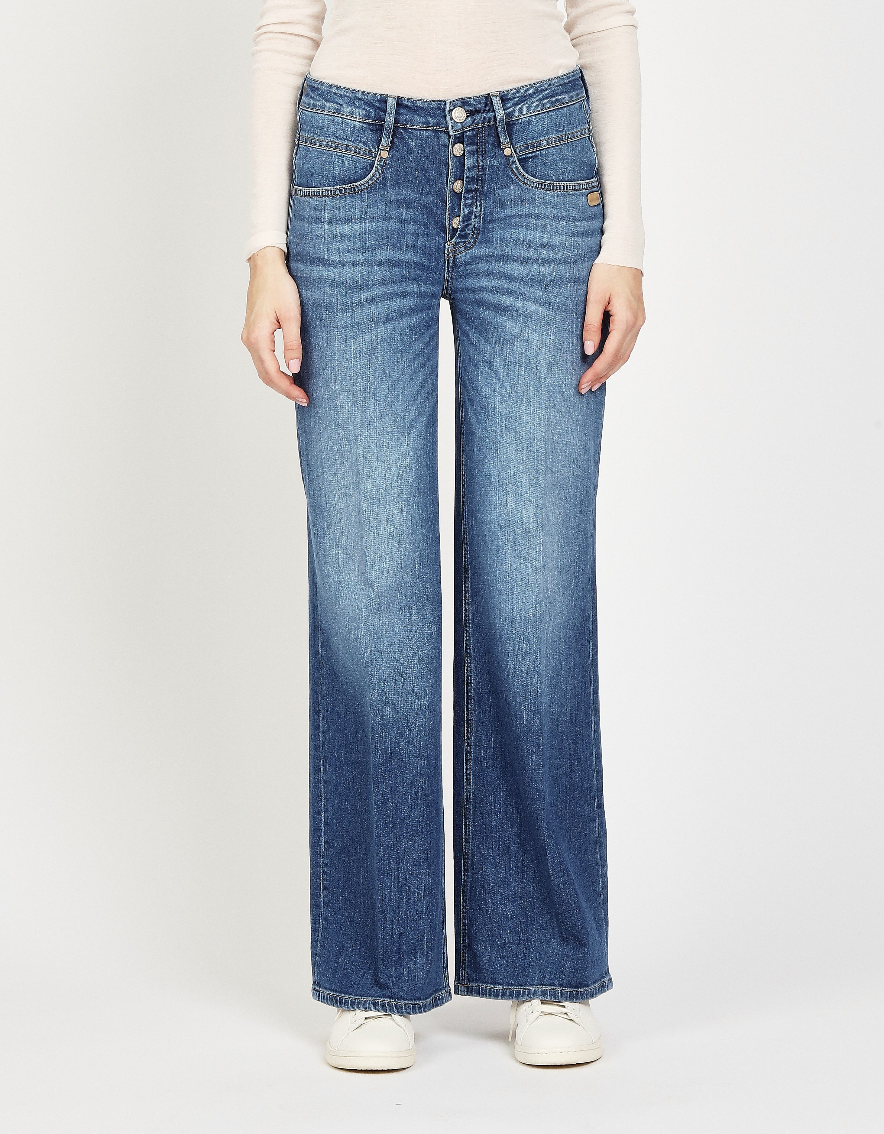 GANG Wijde jeans 94MEDINA WIDE met knoopsluiting dames wide leg jeans maat 34 blauw