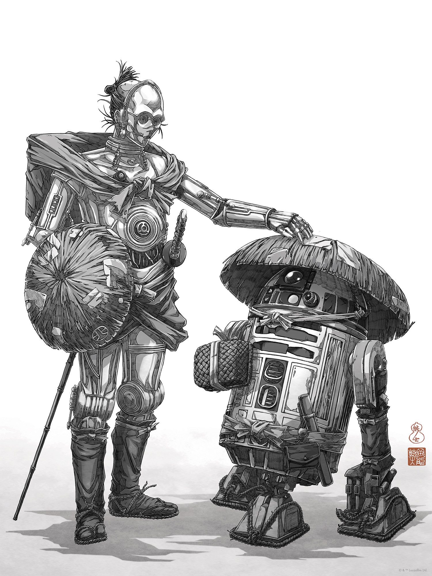 Komar Artprint Star Wars Vision Samurai Droids 300 x 280 cm (breedte x hoogte) - behang, vlies, woonkamer, slaapkamer (1 stuk)