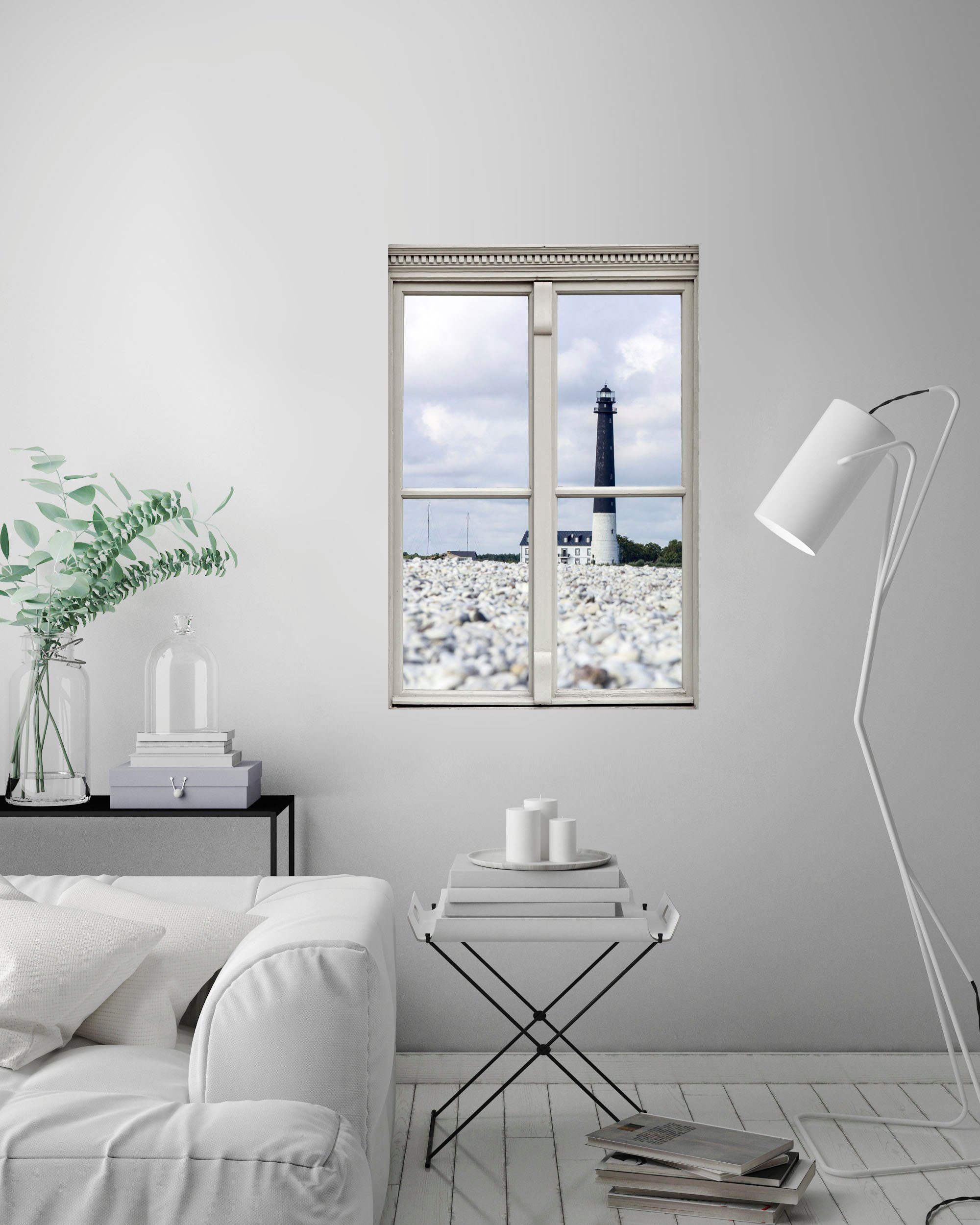 queence Wandfolie Vuurtoren Muursticker, muurdecoratie, zelfklevend, 3D, raam