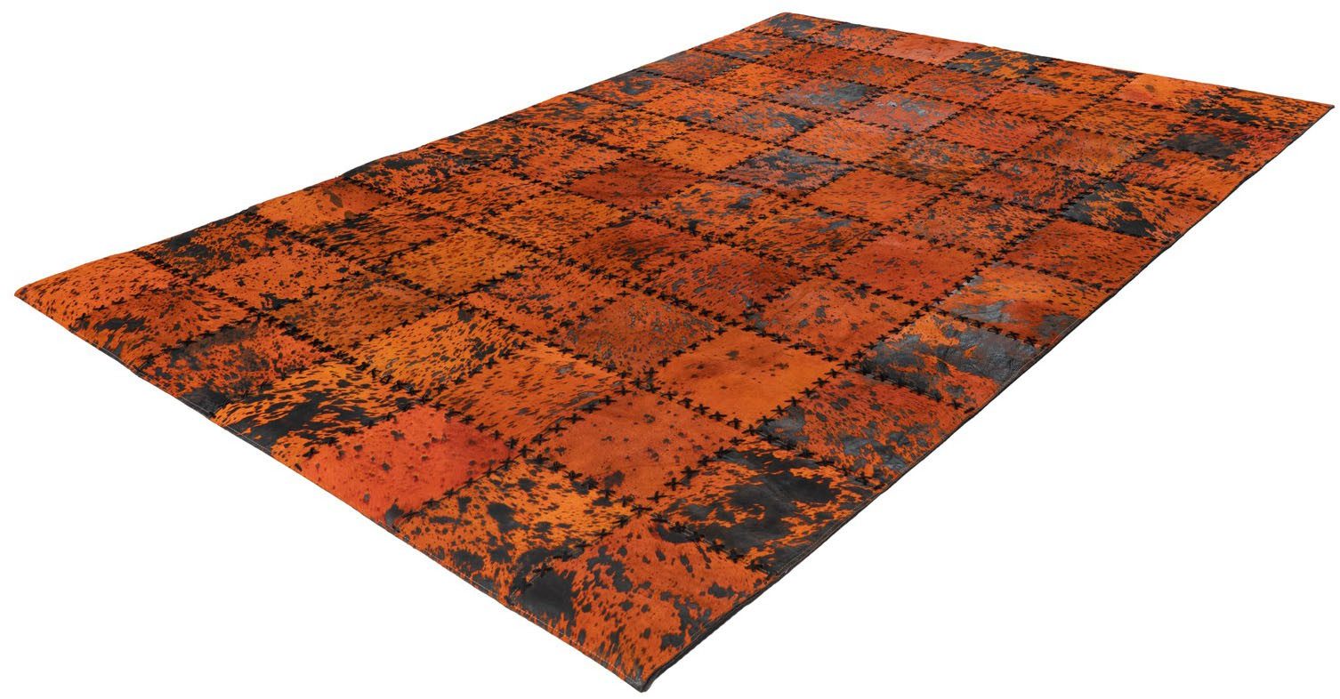 aRTE ESPINA Vloerkleed Voila 100 handgenaaid vlakpolig tapijt in patchwork-ontwerp. moderne vloerkleden maat 160 cm x 230 cm x 5 mm oranje