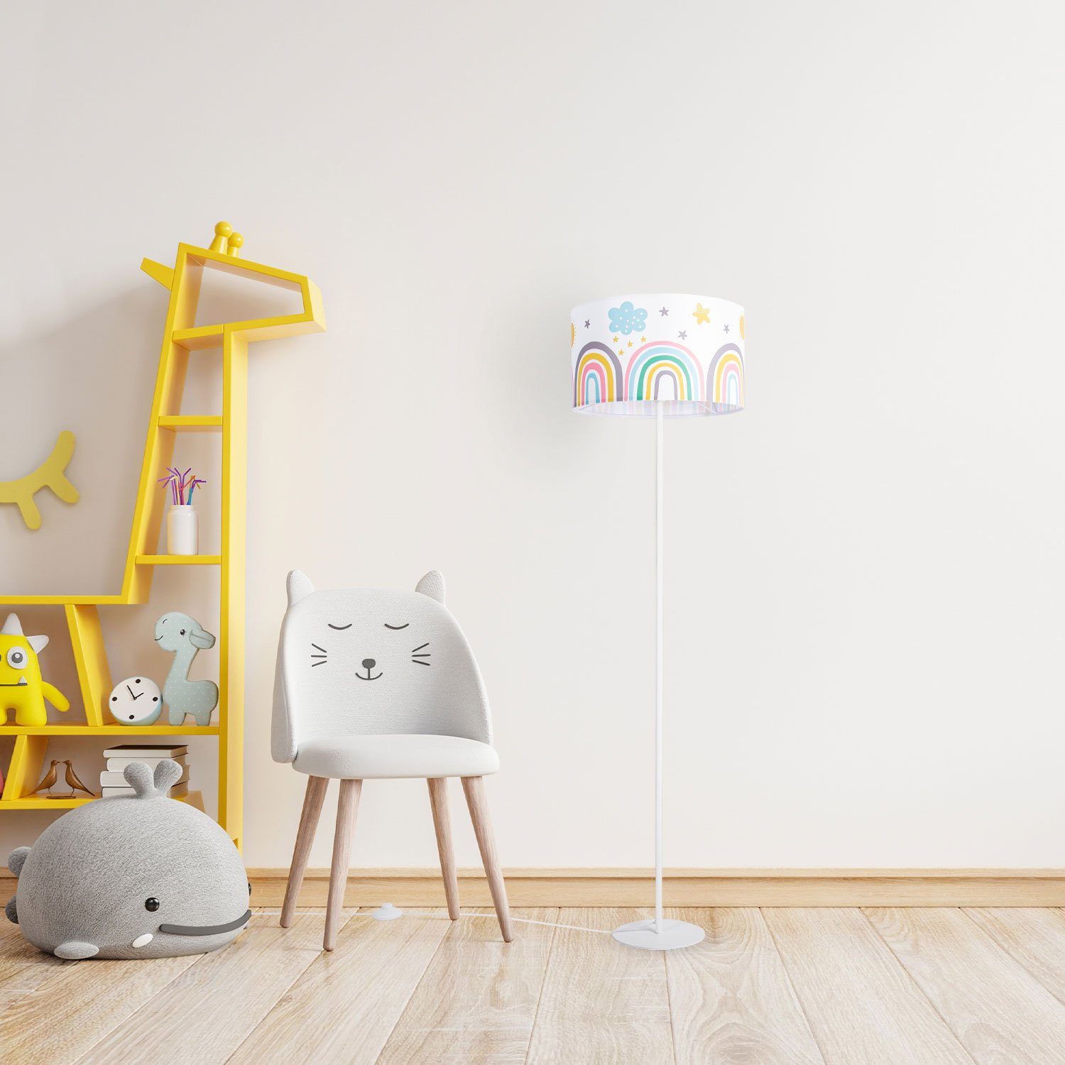 Paco Home Staande lamp Tweet 462 Lamp kinderkamer kindlamp babykamer E27 regenboog zon wolken