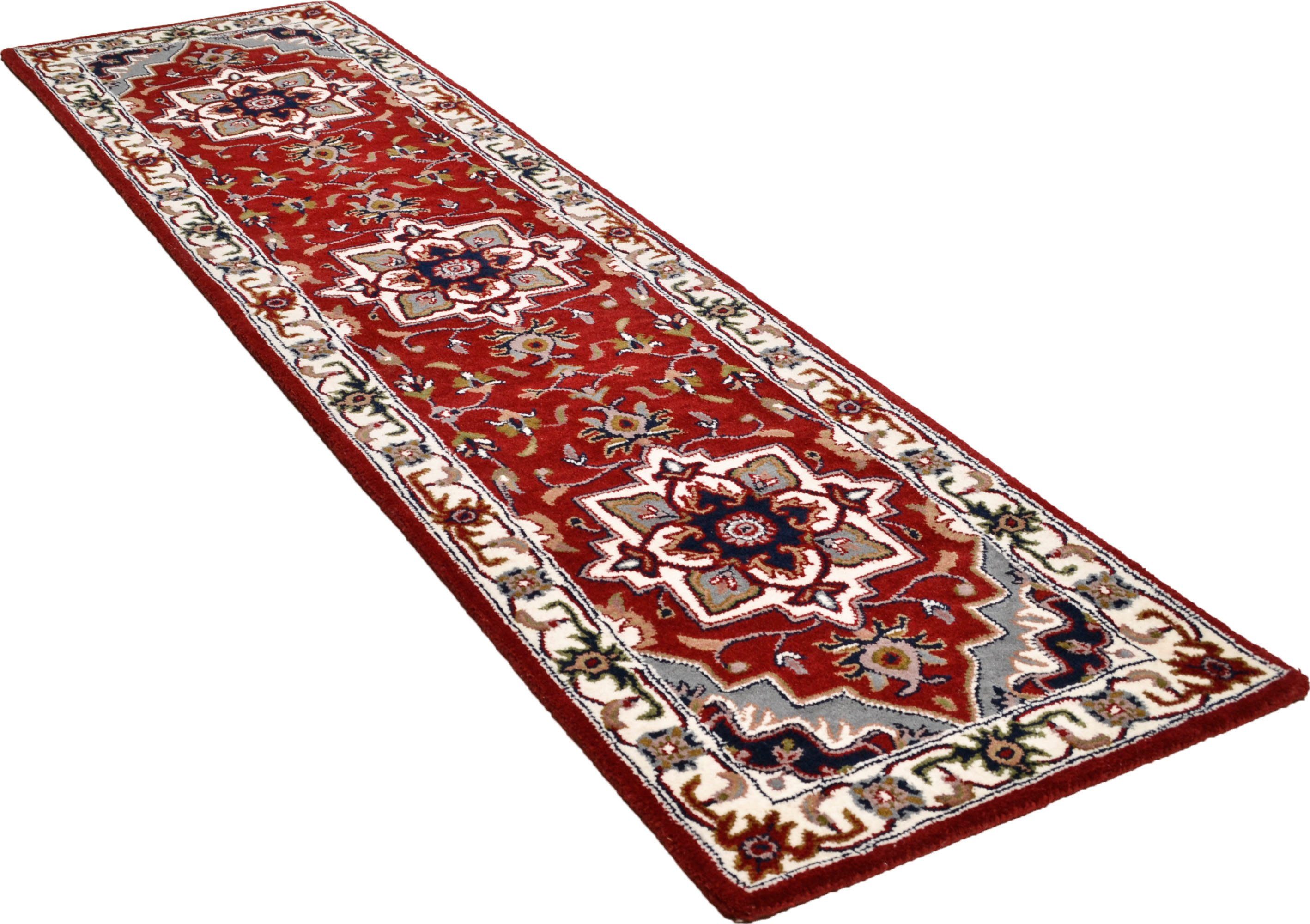 THEKO Loper Royal Heriz Loper, zuivere wol, geweven, oriënt-look lopers maat 70x270 cm rood