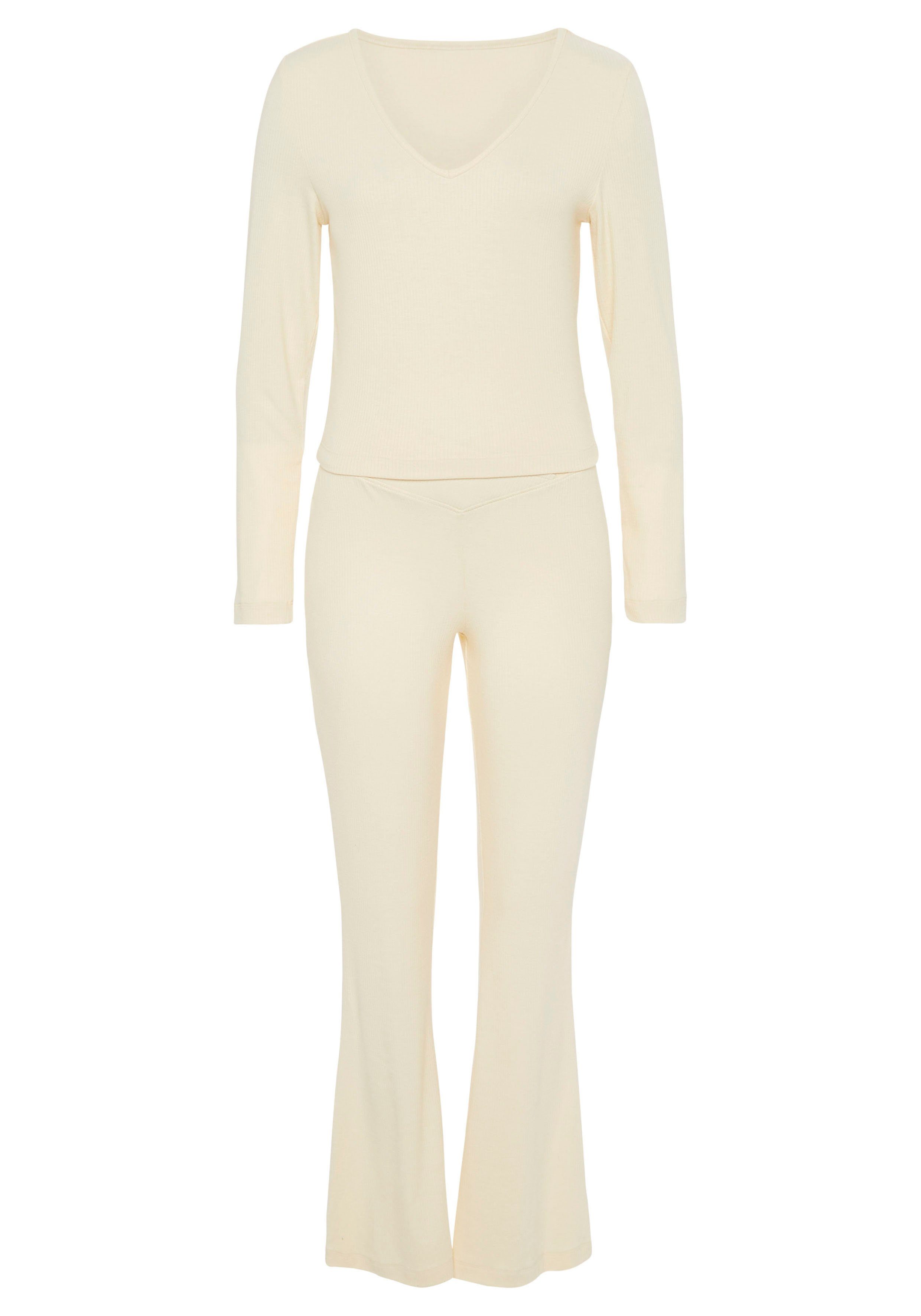 Lascana Pyjama uit mooi ribmateriaal (set, 2-delig)