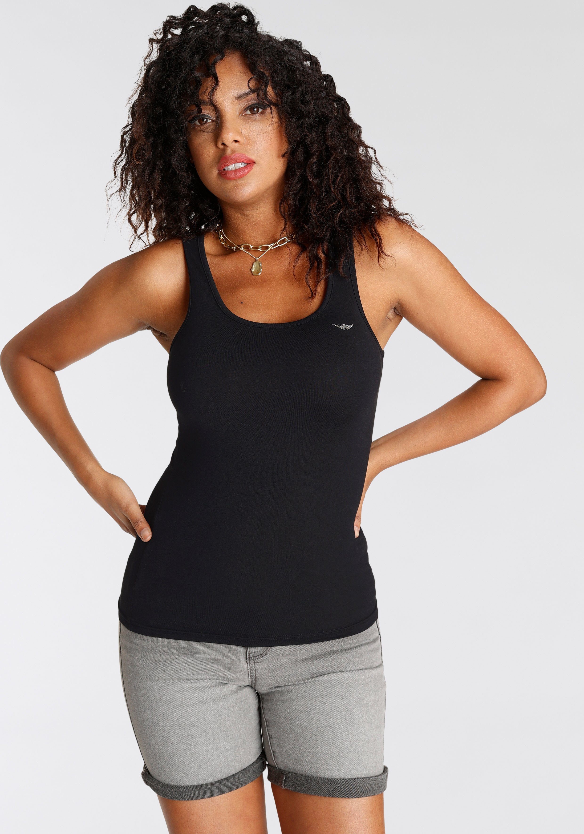 Arizona Tanktop met logoborduursel dames tanktops maat 36/38 zwart