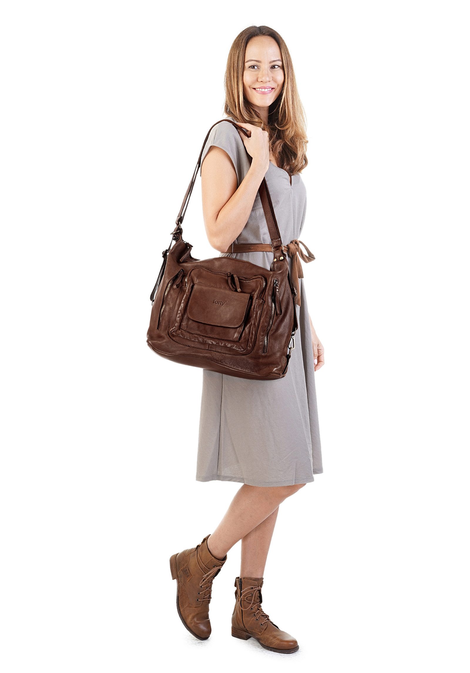 Forty Degrees Rugzak echt leer, made in italy