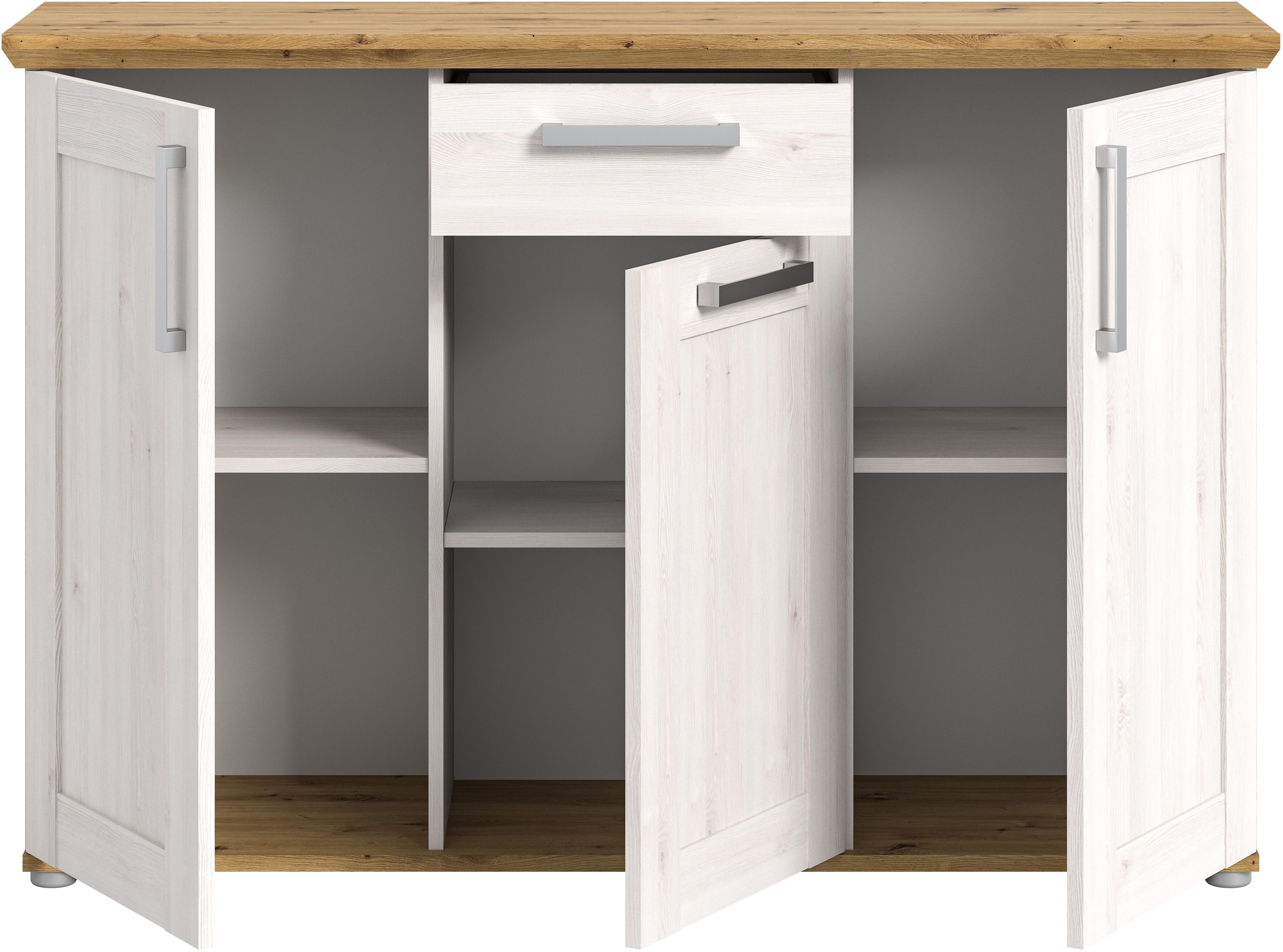 Home affaire Kast Cosenza, Breedte 137 cm, 3 Deuren, 1 Lade in landelijke stijl, dressoir, kast, sideboard