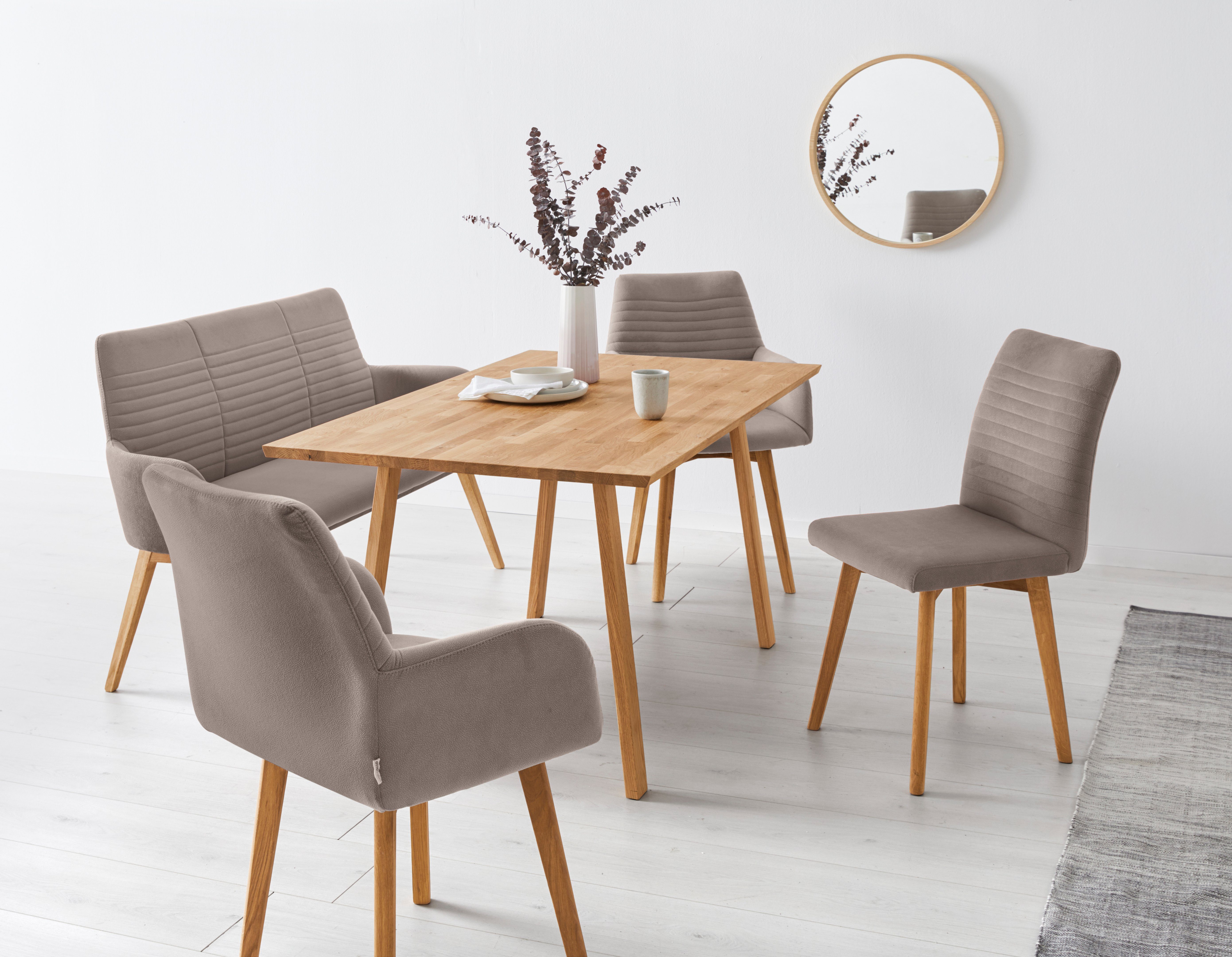 OTTO products Eetkamerstoel Alessja Bekleding van microvezel, frame van eiken massief hout (set, 2 stuks)