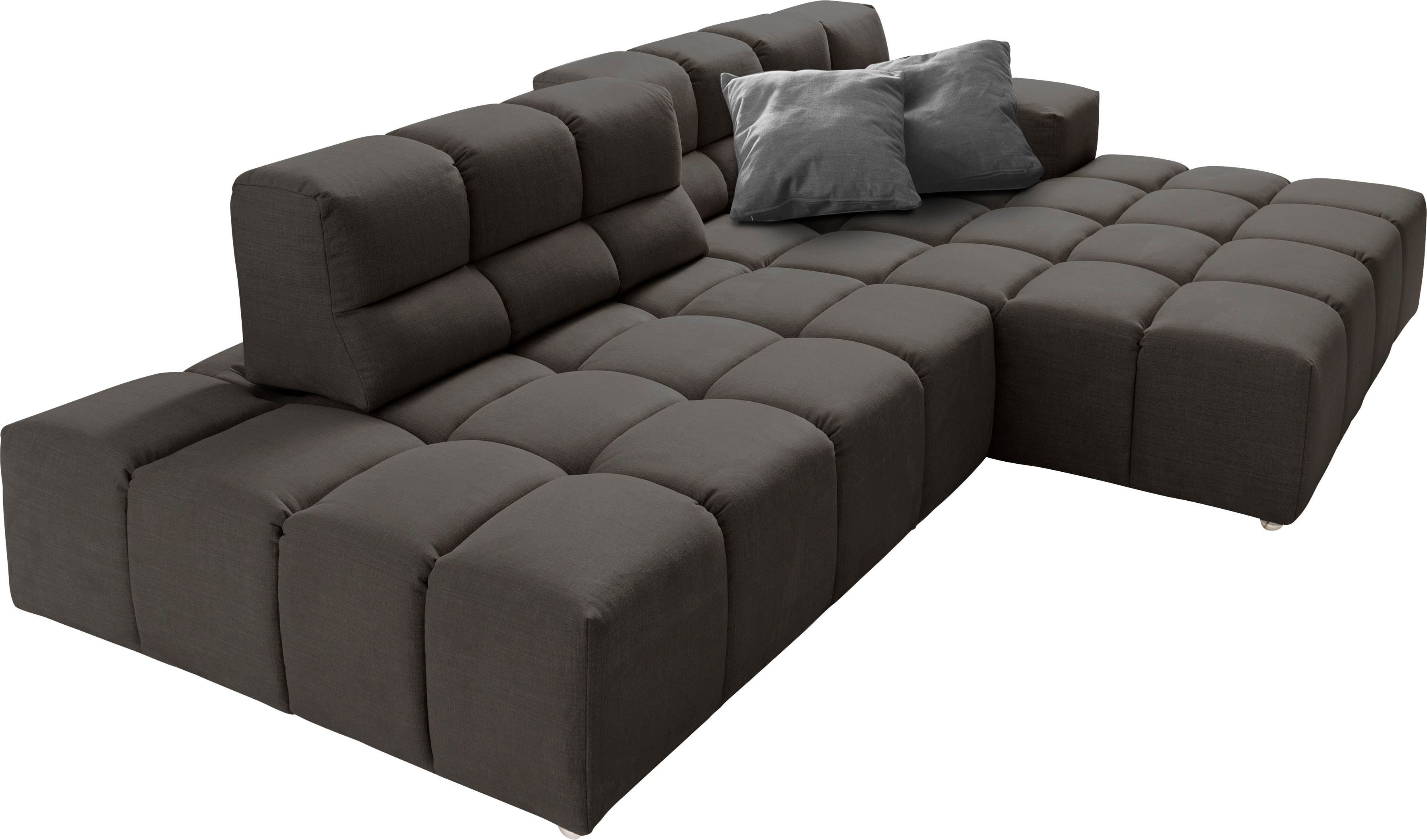 designwerk Hoekbank Temple, designsofa ontmoet hoog zitcomfort, L-vorm Recamiere links of rechts, met verstelling zitdiepte