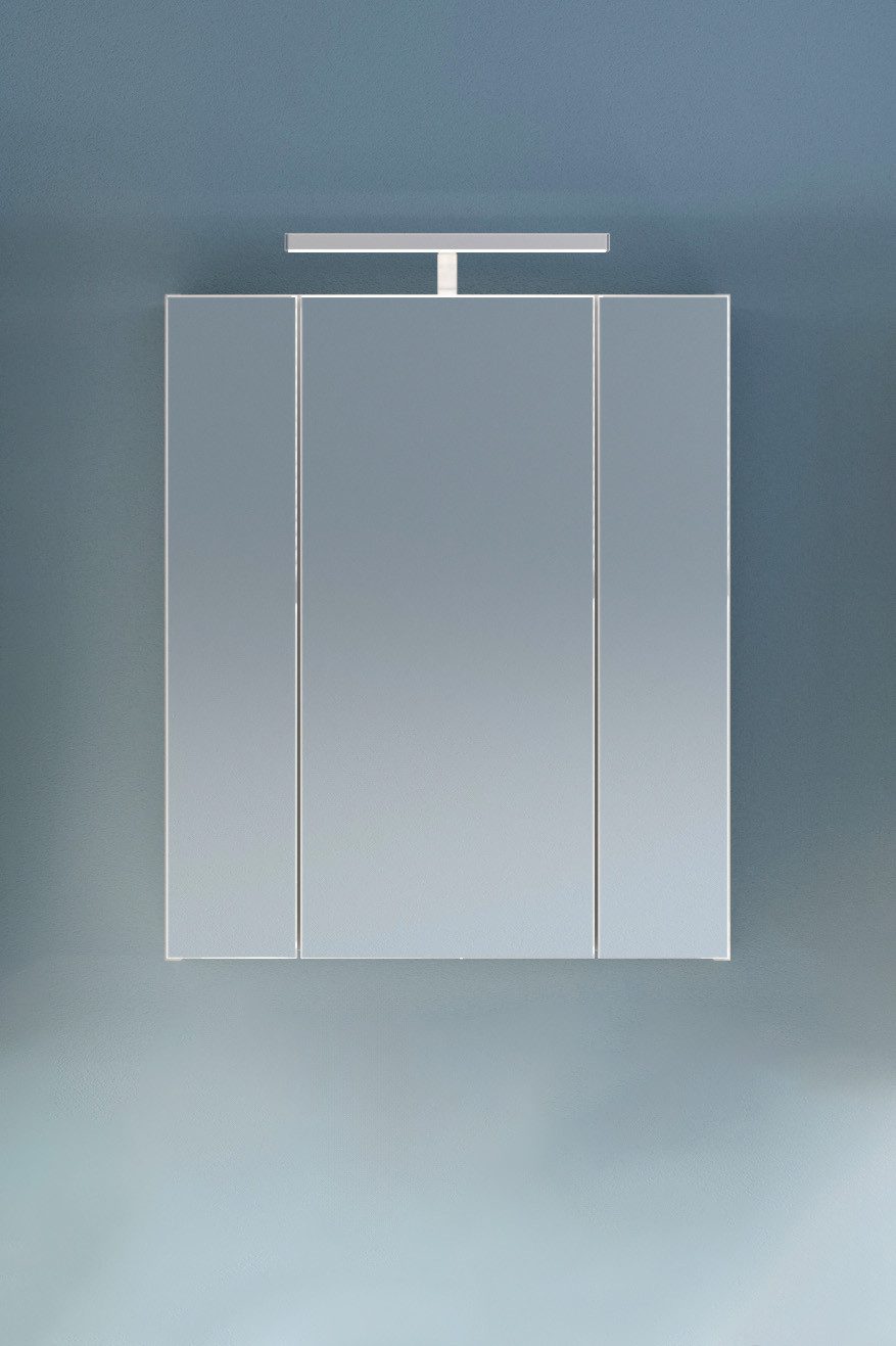 INOSIGN Badkamerspiegelkast Malmö, breedte 60 cm, incl. LED verlichting, 3 spiegeldeuren, 9 vakken in verschillende kleuren verkrijgbaar, badkamermeubels, spiegel, badkamerkast, badkamer (set)