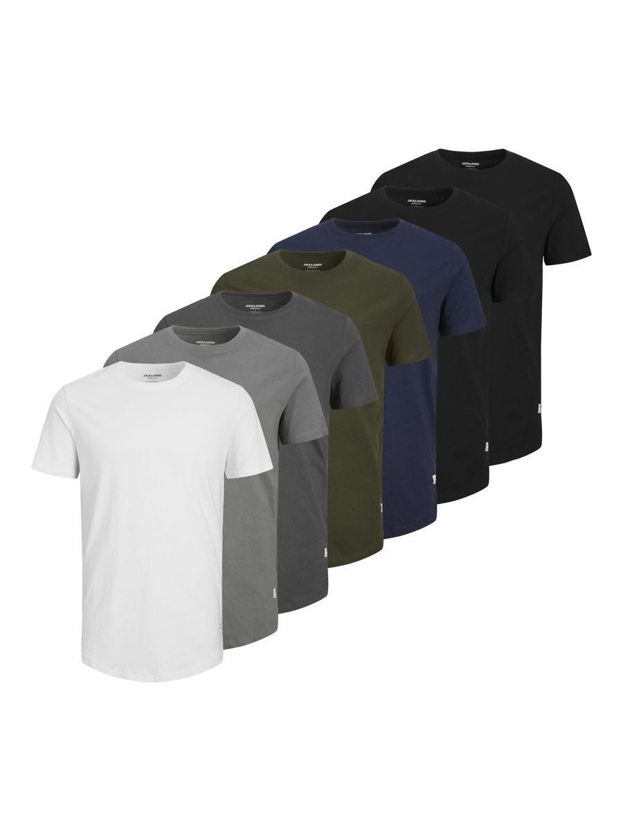 Jack & Jones Shirt met ronde hals JJENOA TEE SS CREW NECK 7PK MP NOOS (set, 7-delig) heren ronde hals maat S zwart