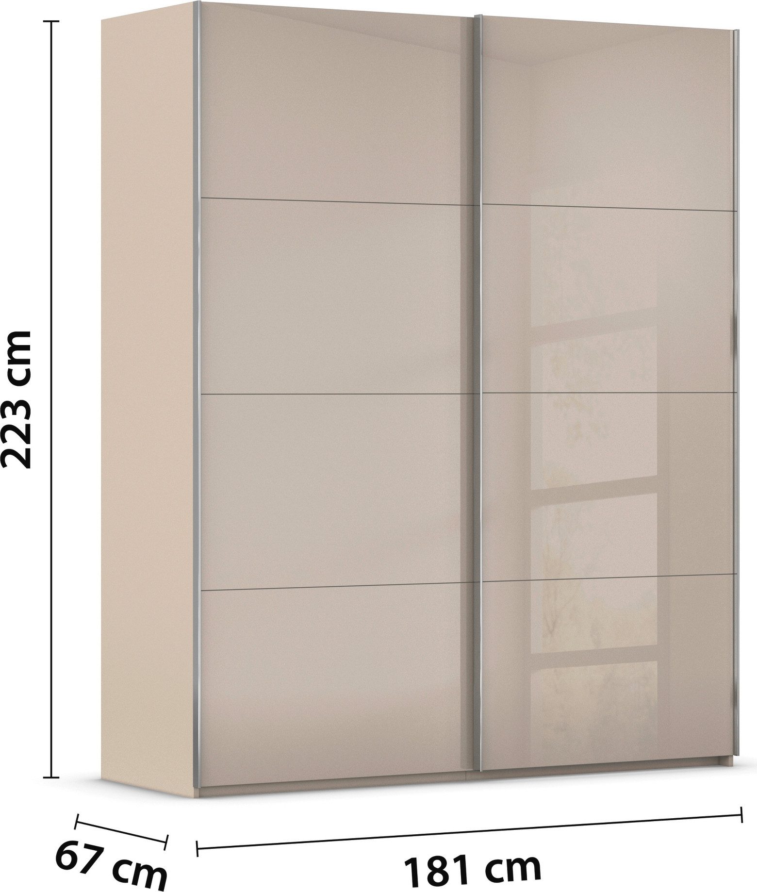 rauch Schuifdeurkast Kledingkast Kast Garderobe Slaapkamerkast SCALE-FYRA edel vierdelige deuren met glas-front veel kleuren made in germany