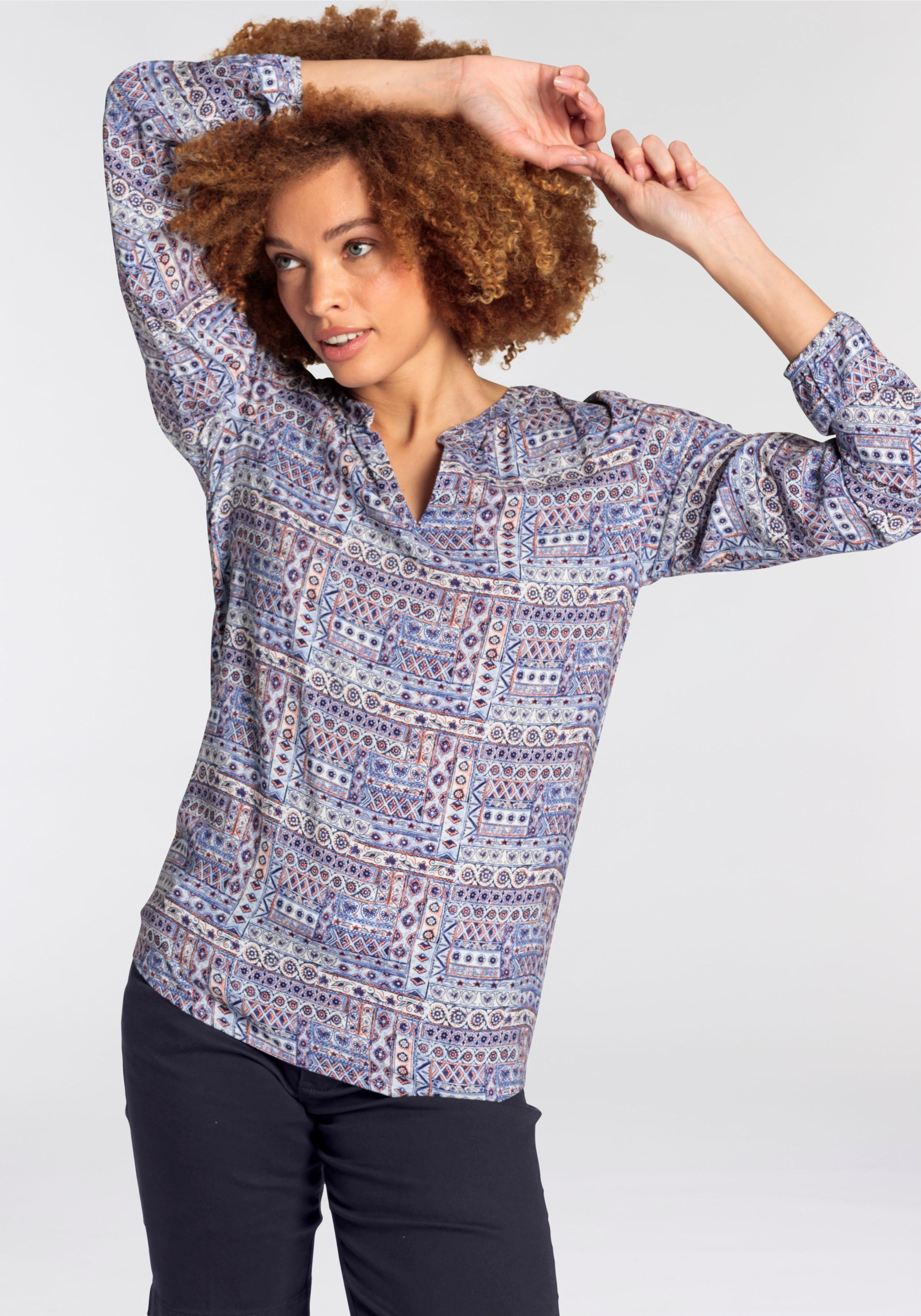 Boysen's Blouse zonder sluiting met modieuze all-over print nieuwe collectie