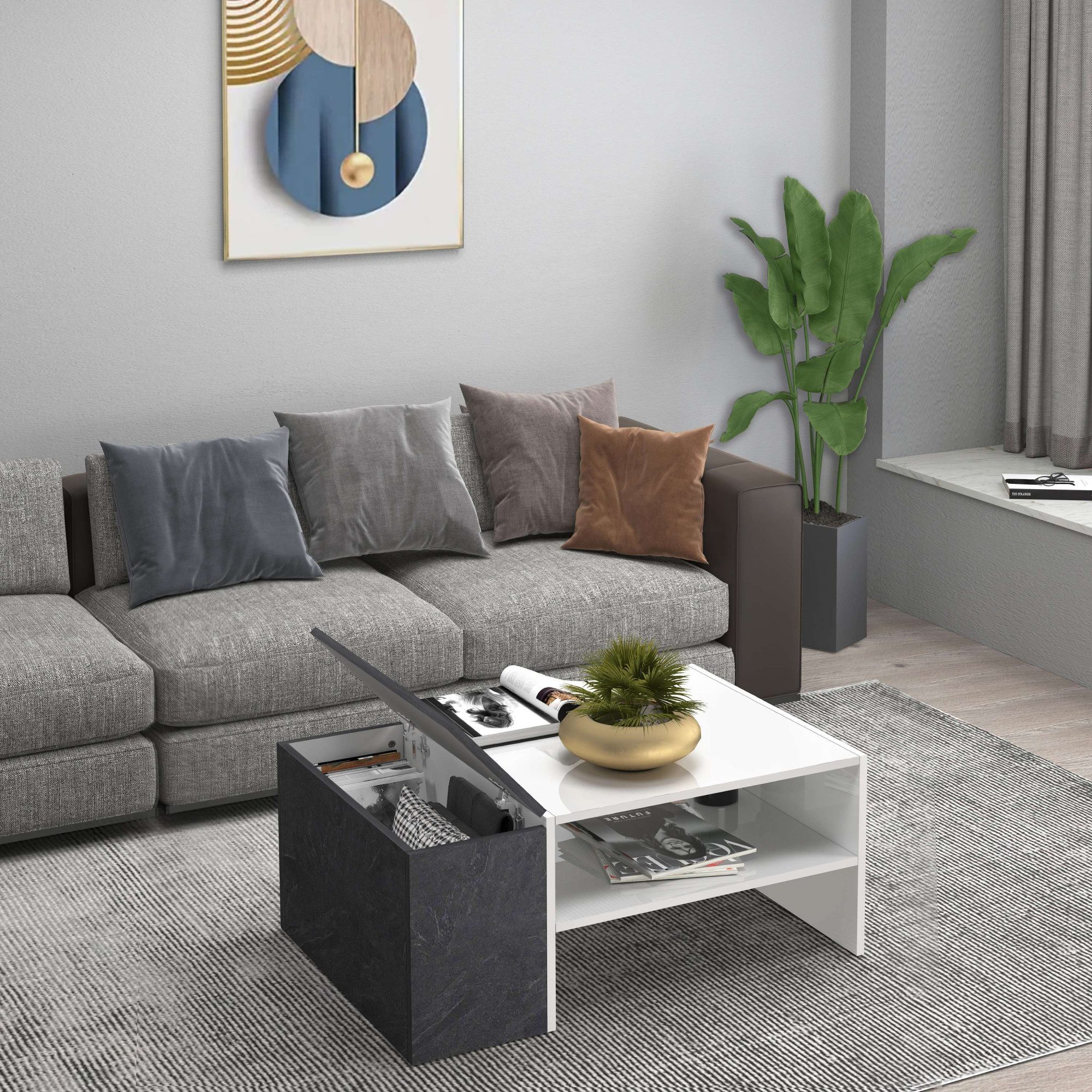 INOSIGN Salontafel Coro, salontafel met zijopbergruimte Lengte 90 cm, met twee opbergvakken waarvan één gesloten