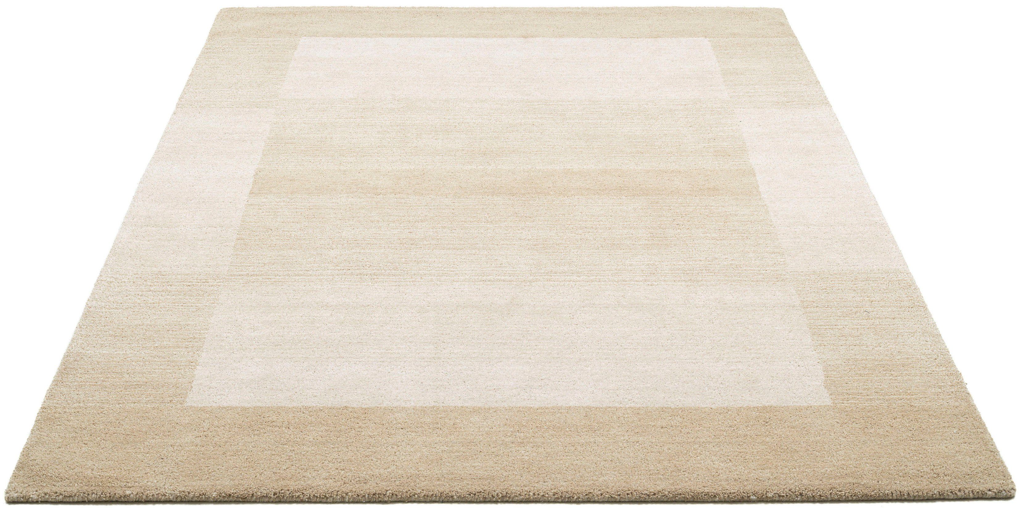 THEKO Wollen kleed Gabbeh super, Handgeweven vloerkleed, randdessin, zuivere wol, met de hand geweven