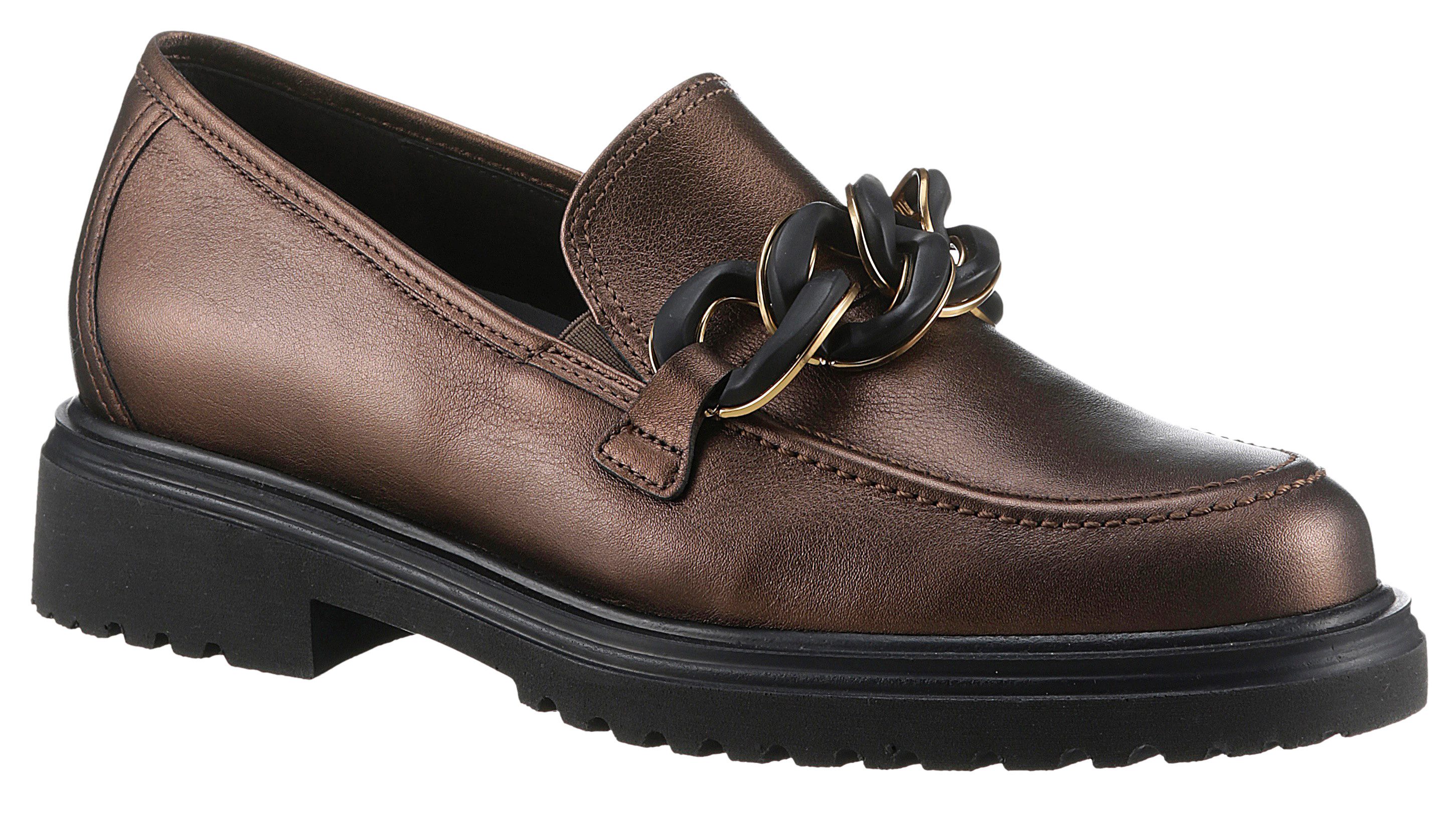 Gabor Loafers Davos , businessmode, slipper, instapschoen, lage schoen, breedte h (zeer breed) dames loafers maat 36 goud(kleur)