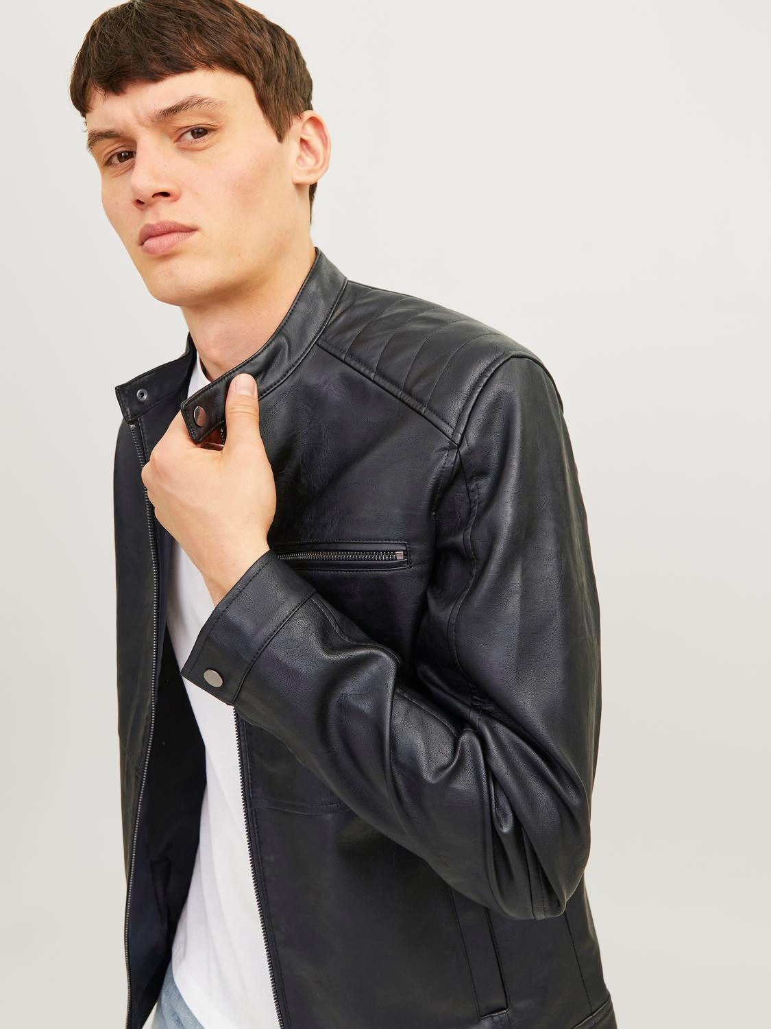 Jack & Jones Imitatieleren jack JJEDYLAN PU BIKER JACKET NOOS