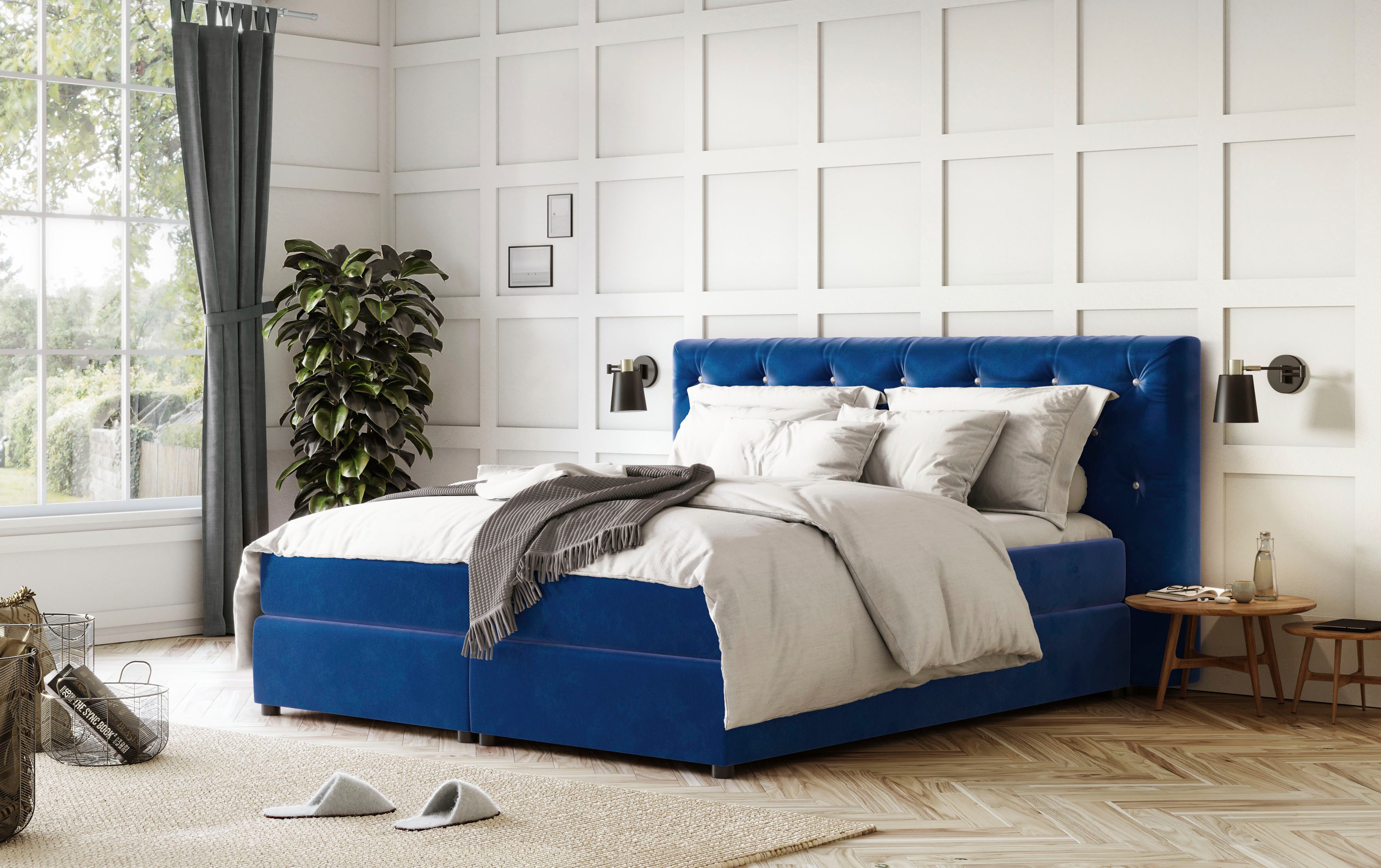 COTTA Boxspring Castlerock met strass-steentjes in het hoofdeinde, incl. topper