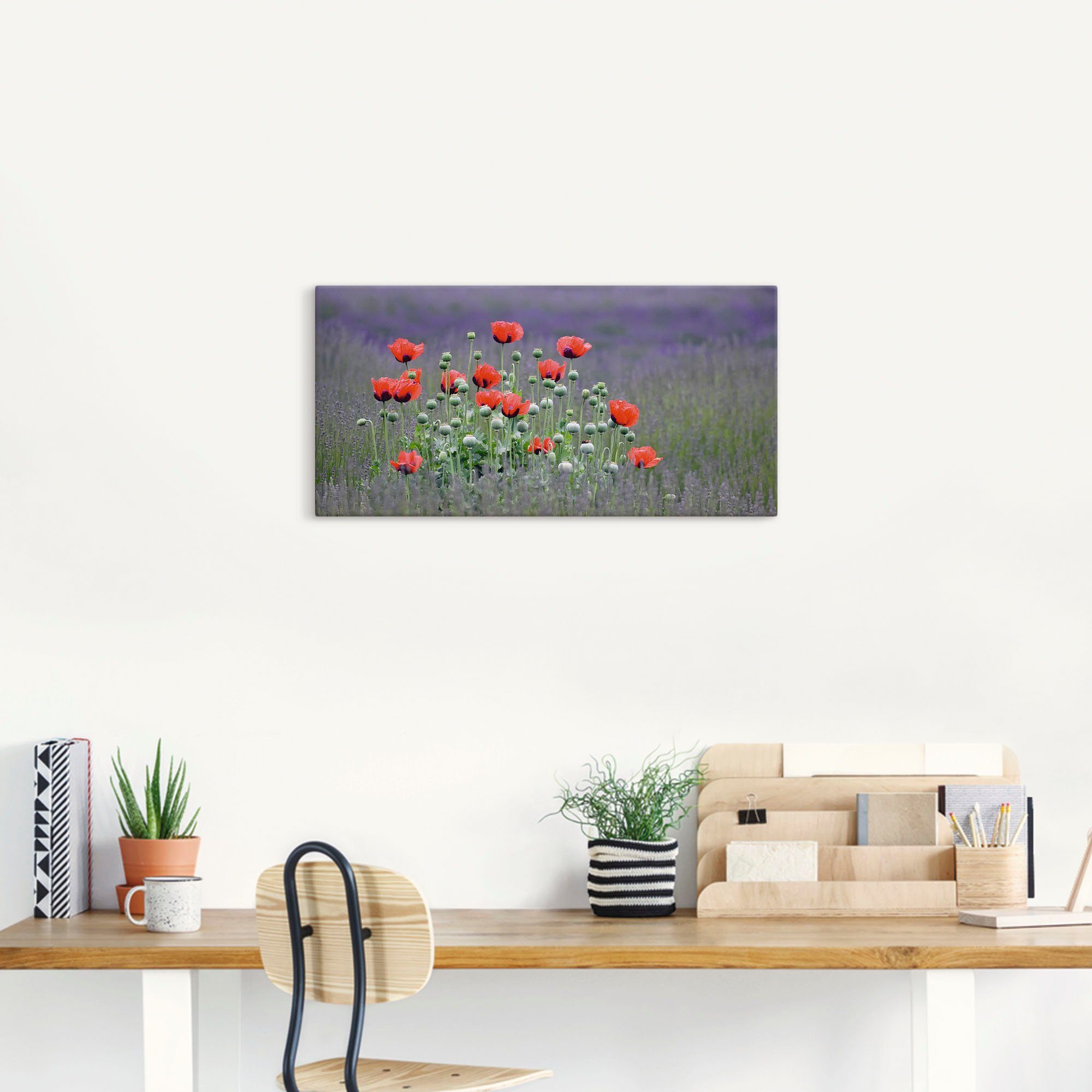 Artland Artprint Lavendel boerderij in Sequim - klaprozen als artprint op linnen, poster, muursticker in verschillende maten