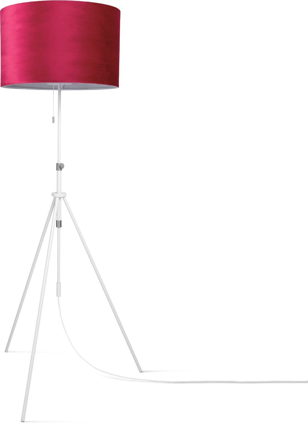 Paco Home Staande lamp Naomi uni Color Woonkamer in hoogte verstelbaar 121,5 tot 176,5 cm trekschakelaar velours