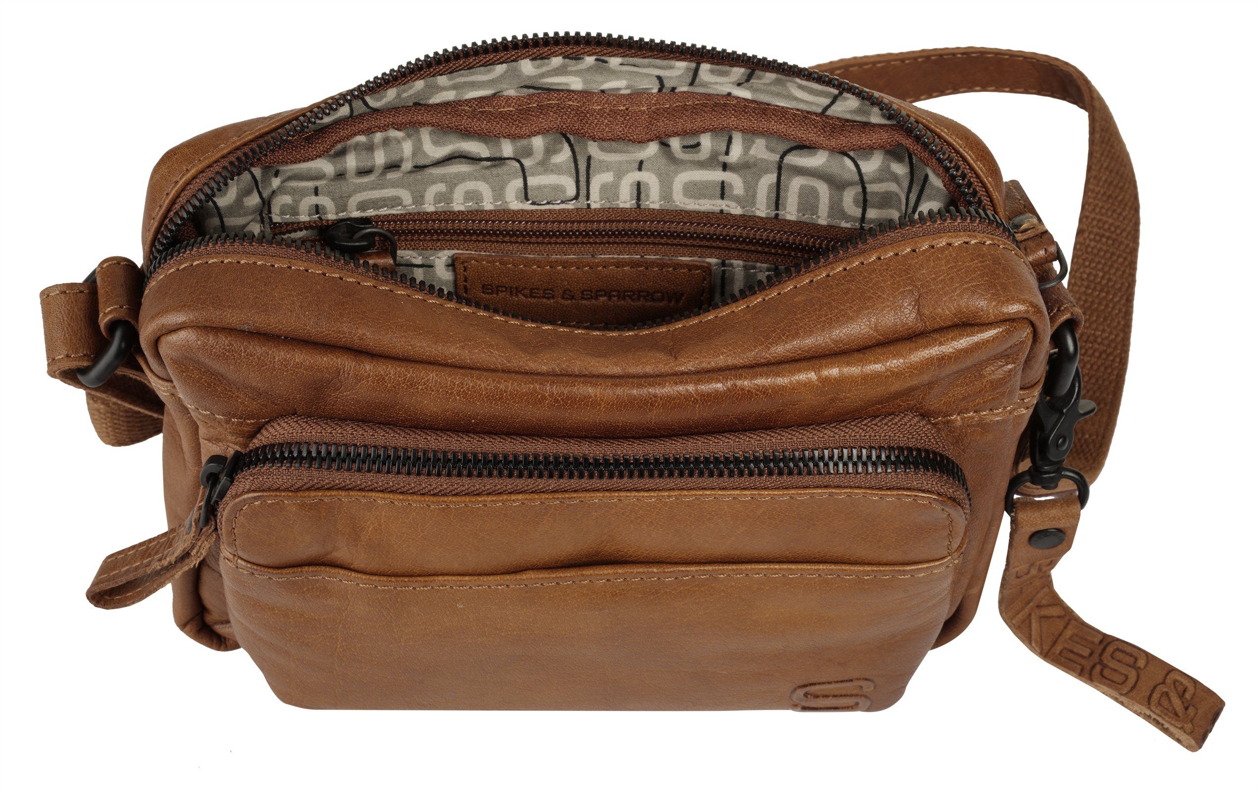 Spikes & Sparrow Schoudertas echt leder