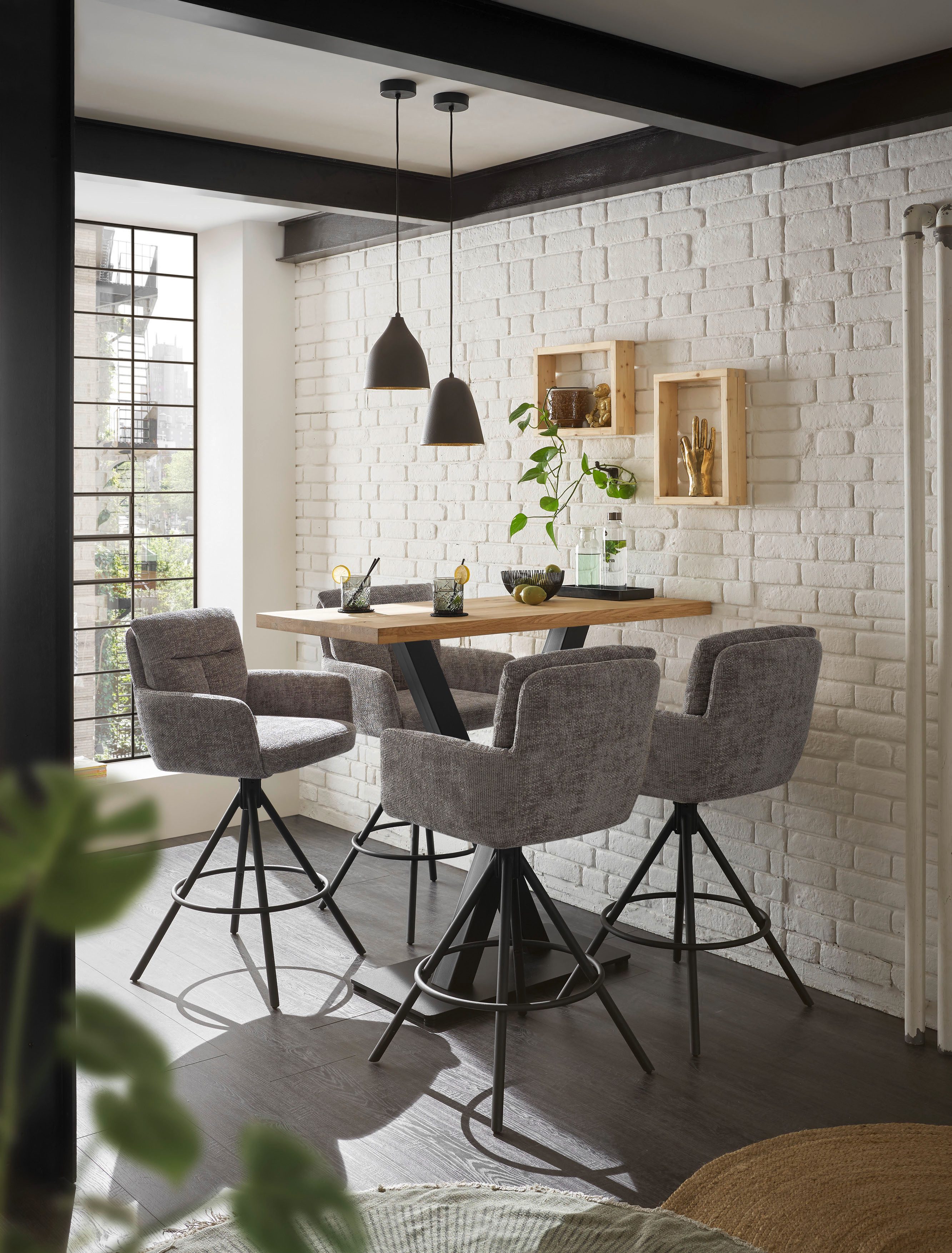 Stolkom Bartafel Duke eik massief hout geolied, hoge tafel BxHxD 120x104x60 cm
