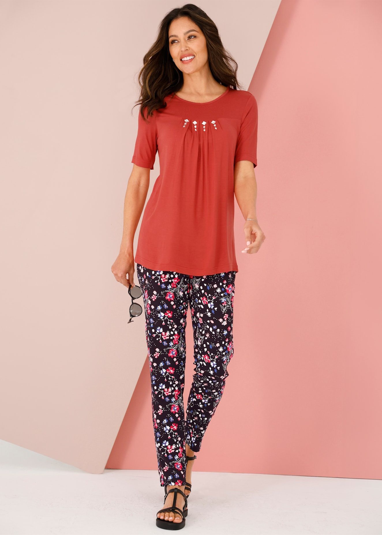 Classic Basics Shirt met korte mouwen (1-delig) dames t-shirts maat 54 rood