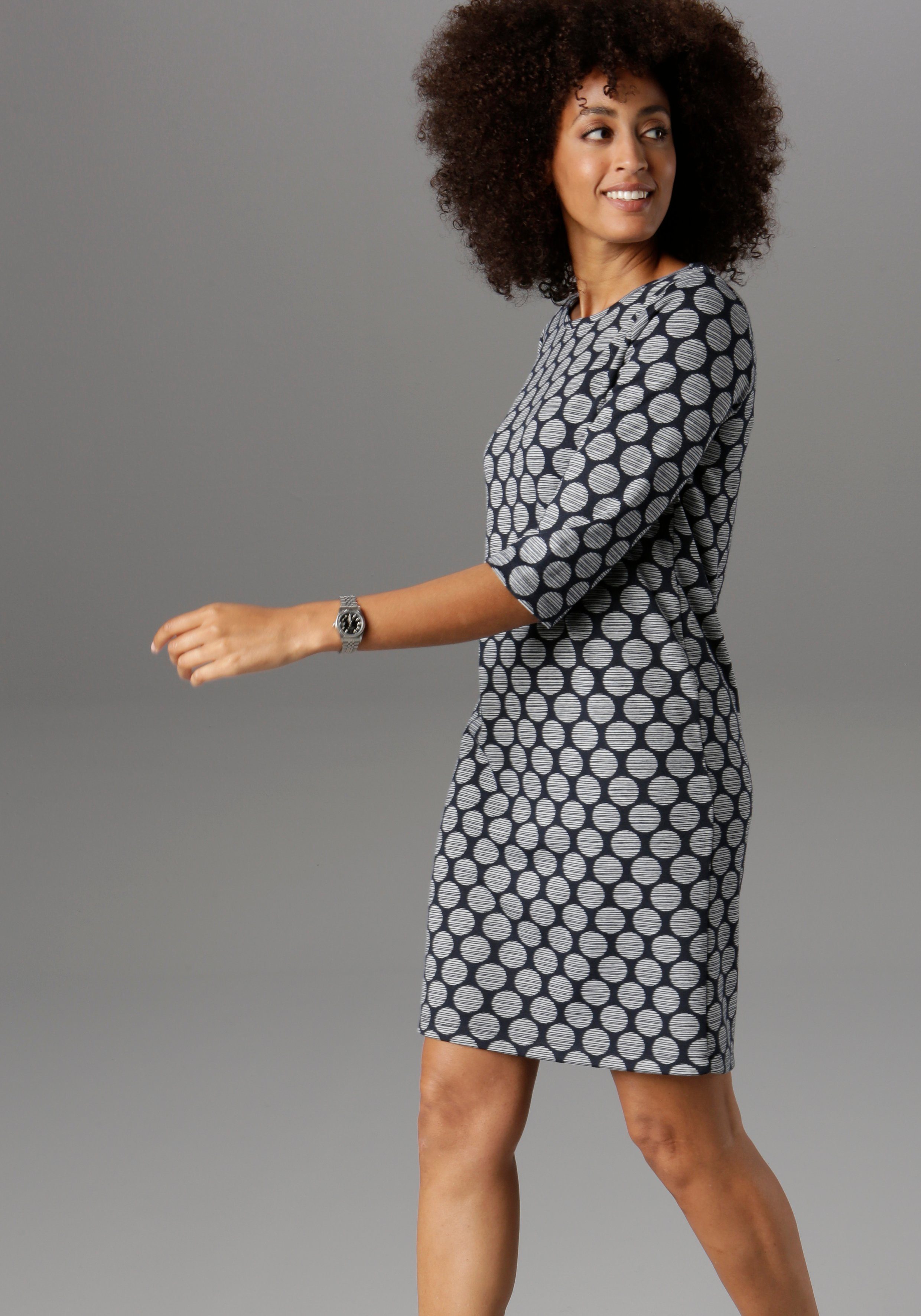 Aniston SELECTED Jerseyjurk met stippen & strepen
