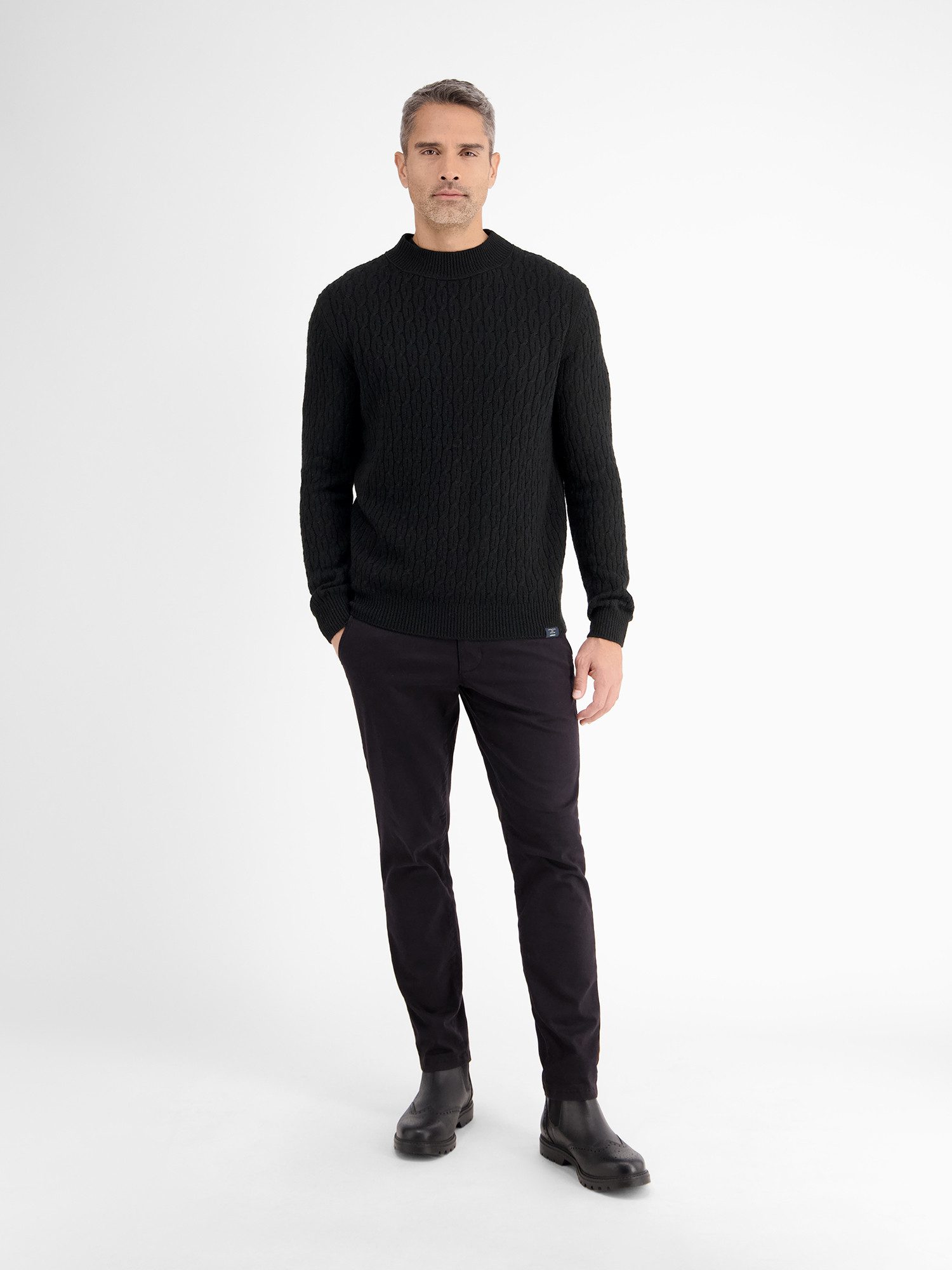 Lerros Gebreide trui LERROS kabelgebreide pullover met turtleneck